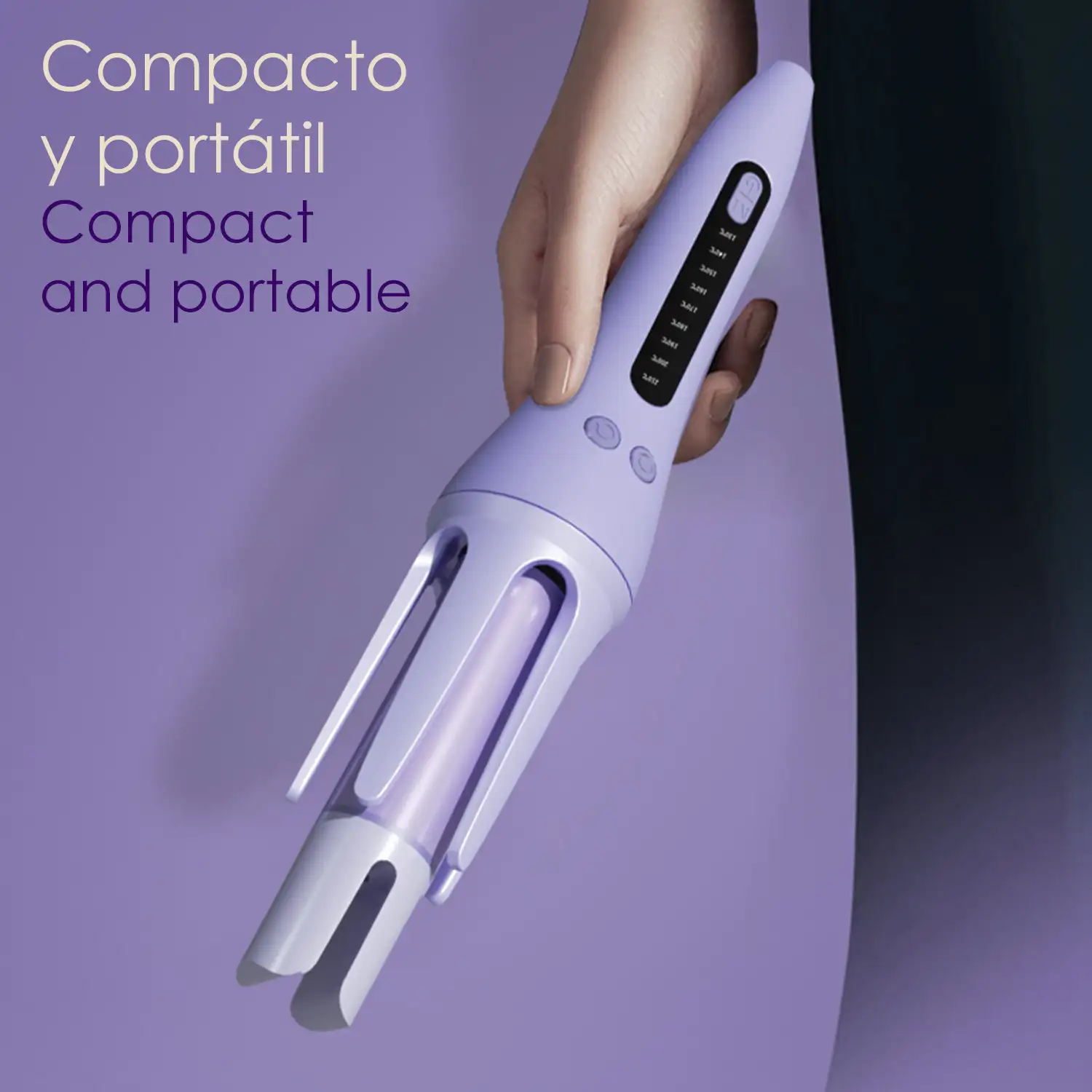 Rizador de pelo. 9 intensidades. Funcionamiento sencillo. Compacto y portátil.
