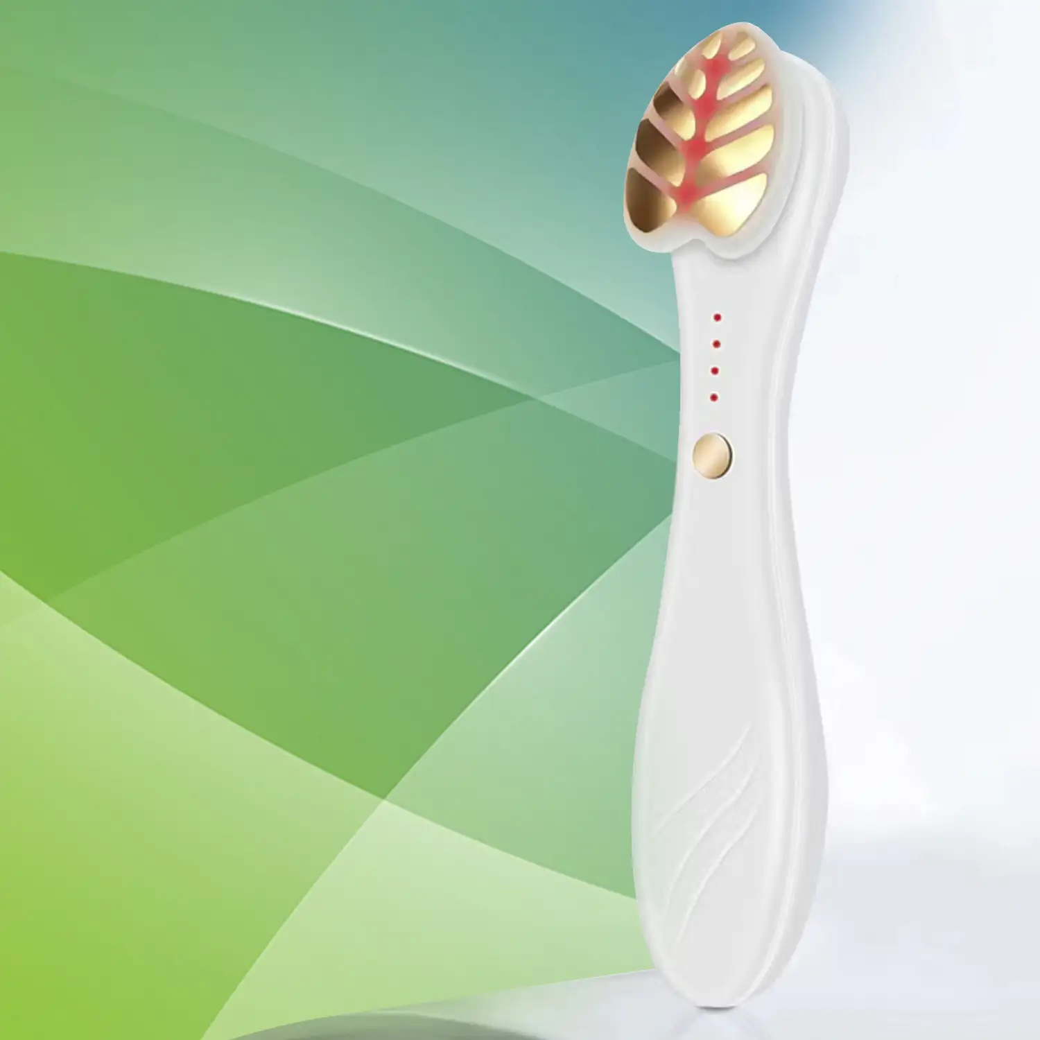 Instrumento de belleza con microcorrientes EMS, vibración, calor y tratamiento de luz roja.