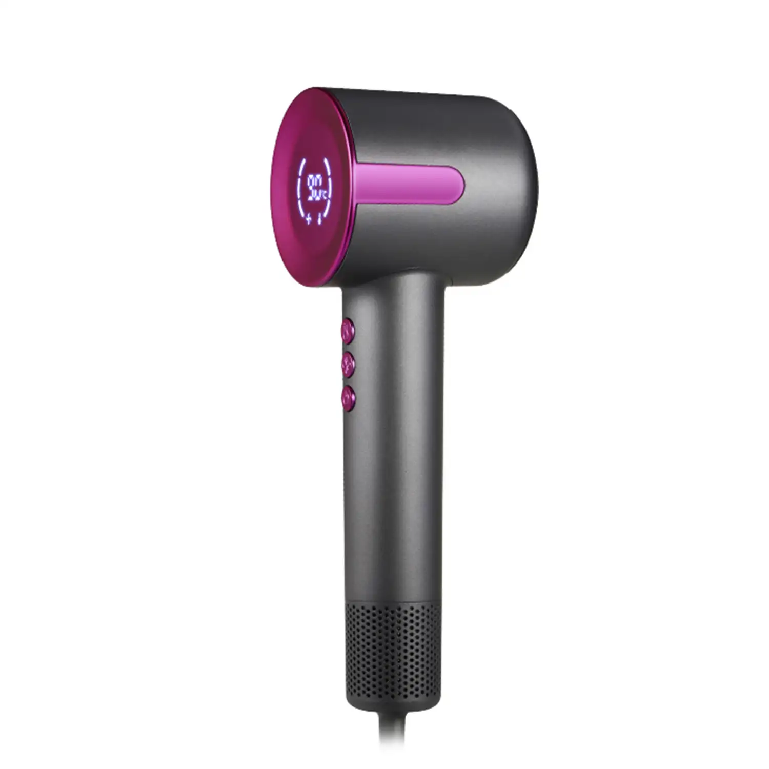 Secador de pelo ionizador de 1500W, 3 velocidades, hasta 90°C. Incluye cabezal concentrador magnético.