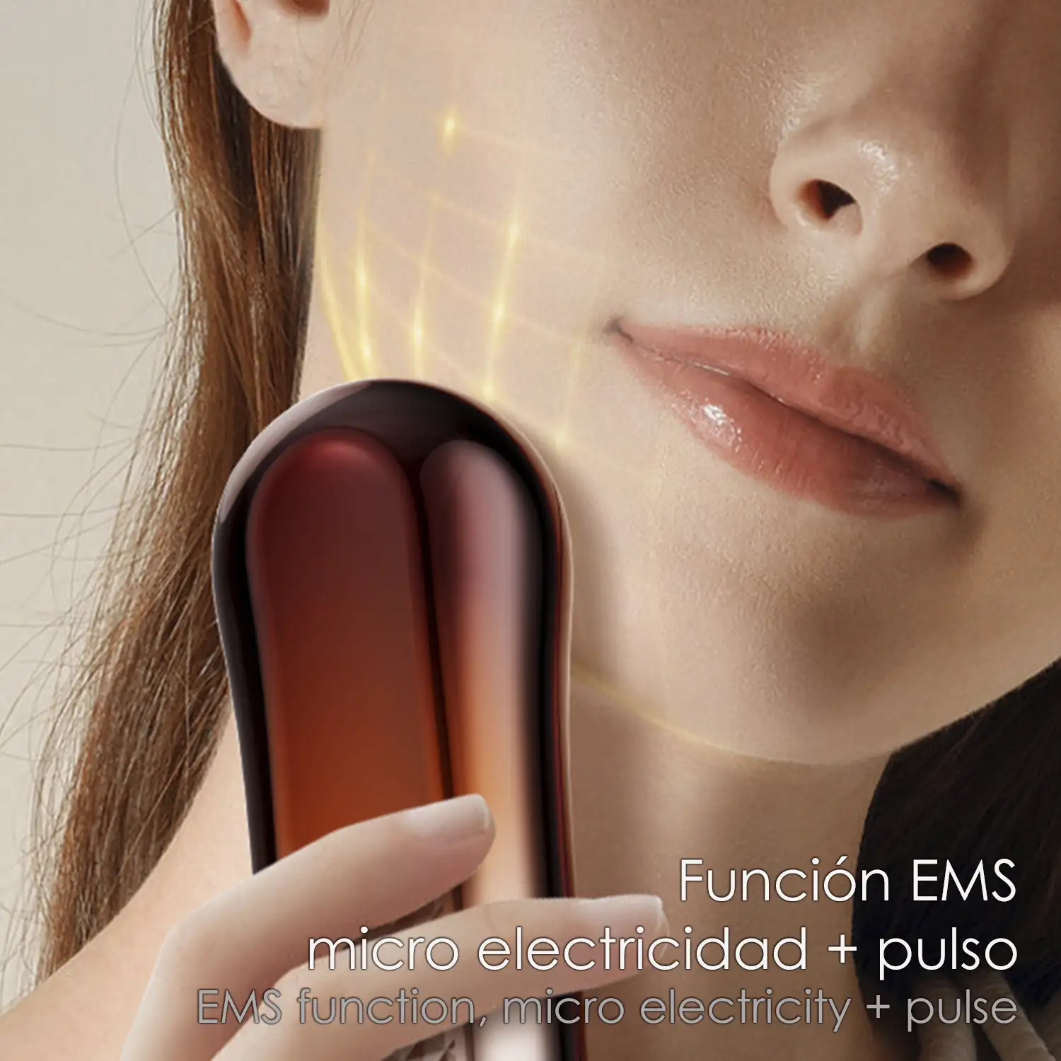 Instrumento de belleza facial. función EMS micro electricidad + pulso, combinada con la introducción de esencia, acelera la absorción de nutrientes por la piel.