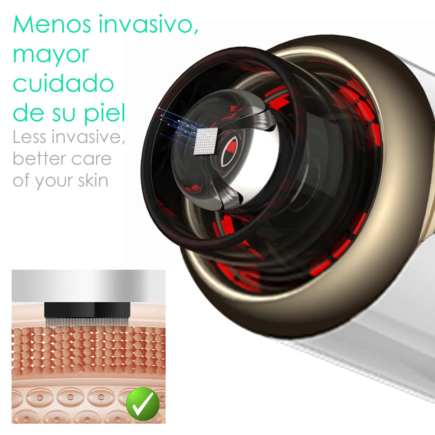 Pistola eléctrica de nanoagua y luz. Multiplica hasta 20 veces la absorción de lociones y tratamientos para la piel.
