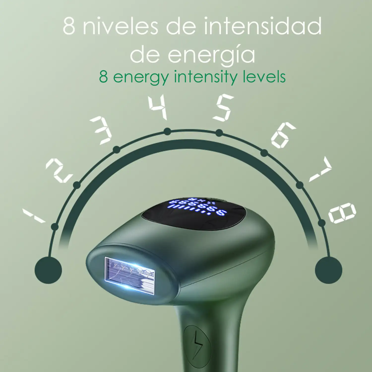 Depiladora IPL de luz pulsada. 8 niveles, 900.000 disparos de flash.