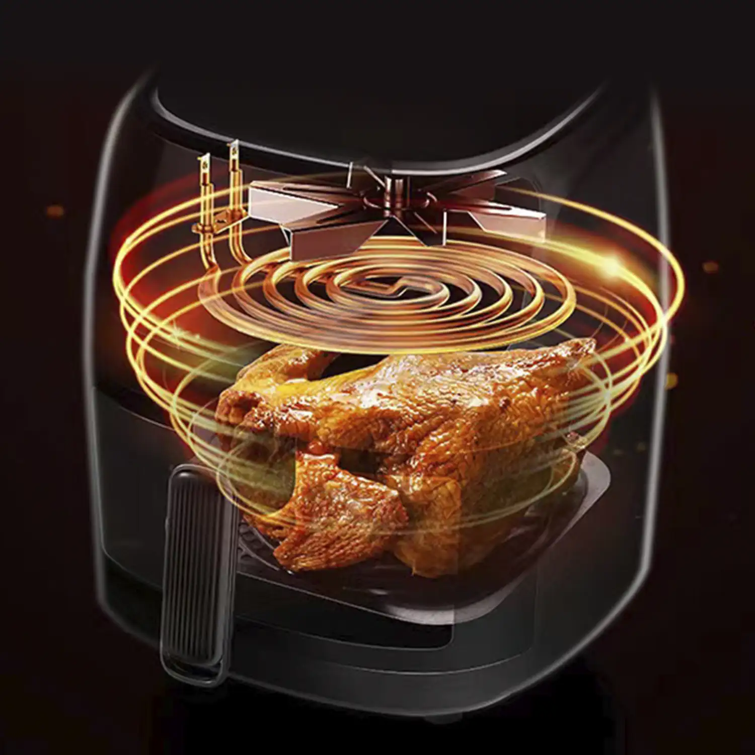 Freidora de aire 6L, 1400W. Panel táctil, programas de cocinado y modos manuales, rejilla antiadherente.