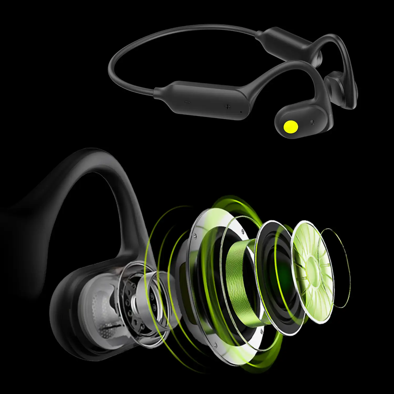 Auriculares deportivos por conducción, Bluetooth 5.3, +20 horas de batería. Máxima comodidad, alta calidad de sonido.