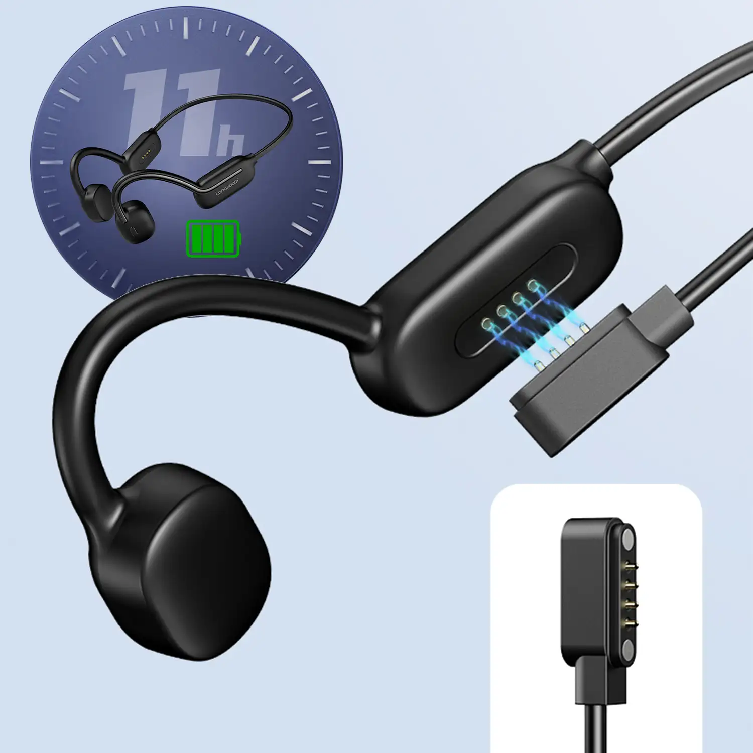 Auriculares deportivos por conducción ósea, 32GB memoria interna, BT 5.3, IPX8. Maxima comodidad, alta calidad de sonido.