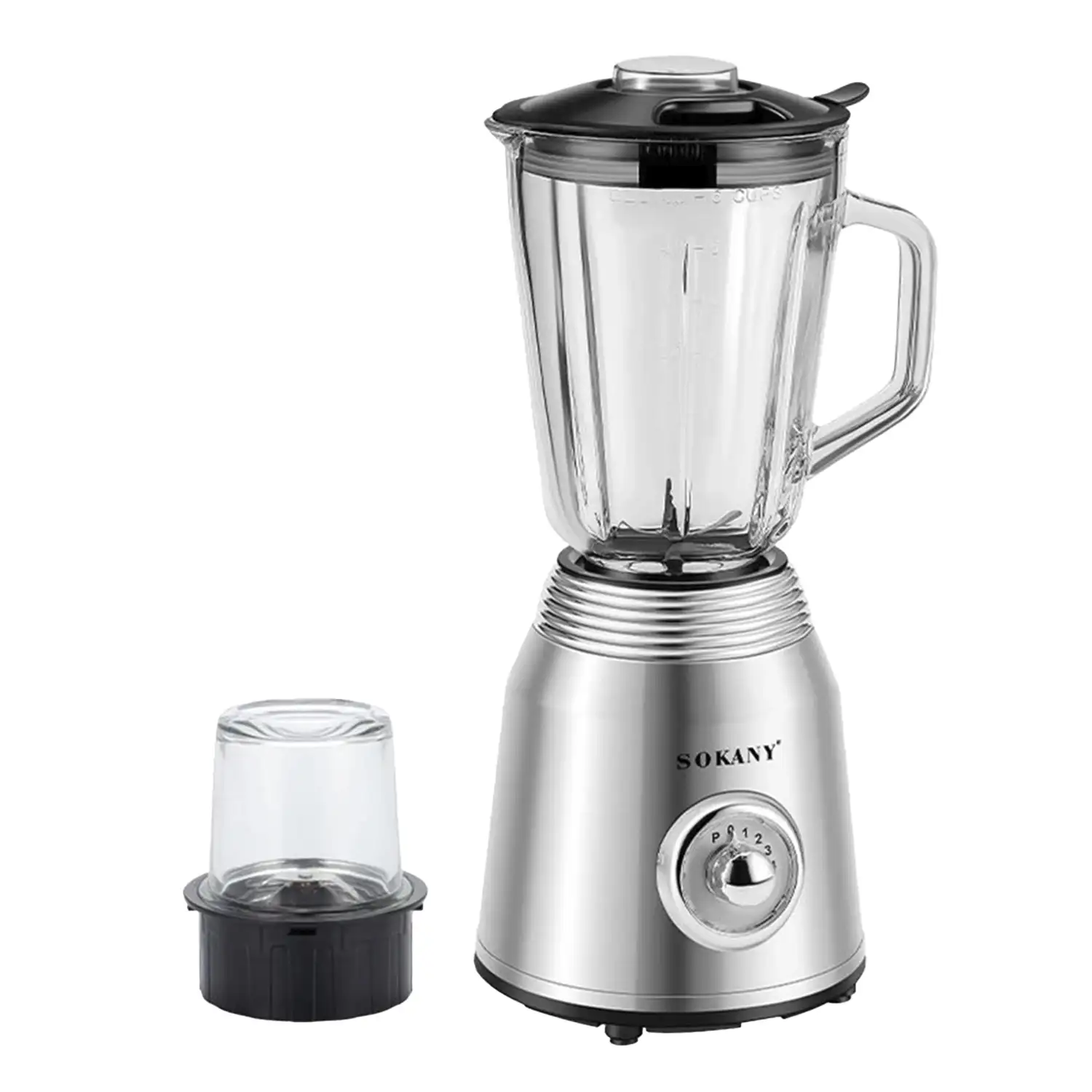 Batidora multifunción 2en1 jarra cristal 1.5l y vaso molinillo de café. Cuchillas y cuerpo de acero, 3 velocidades, 450w.
