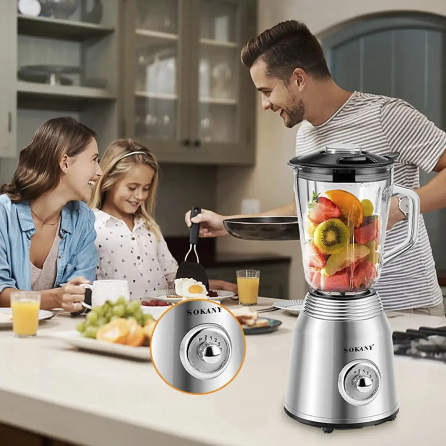 Batidora multifunción 2en1 jarra cristal 1.5l y vaso molinillo de café. Cuchillas y cuerpo de acero, 3 velocidades, 450w.