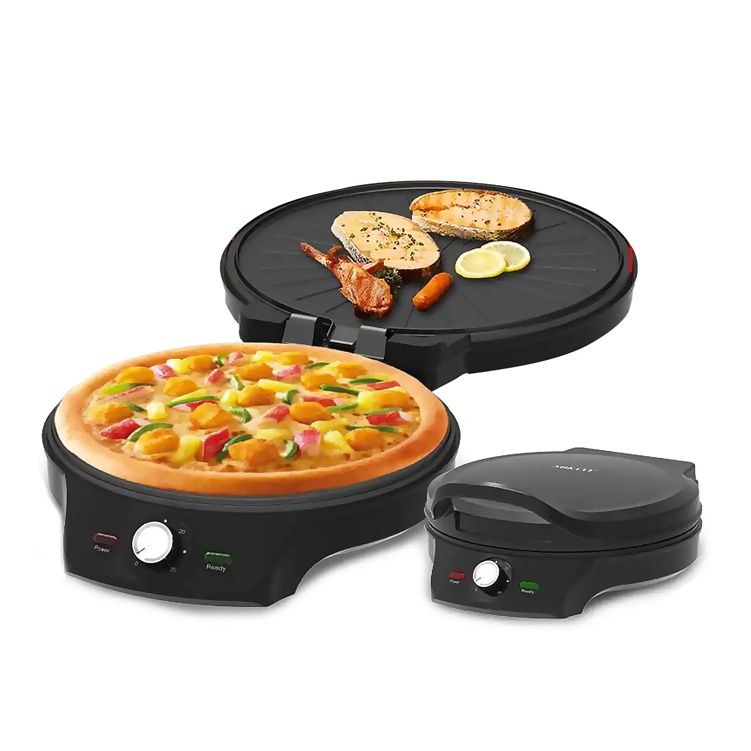 Molde de pizza eléctrico con 2000W. Pizas de hasta 30 cms de diámetro.