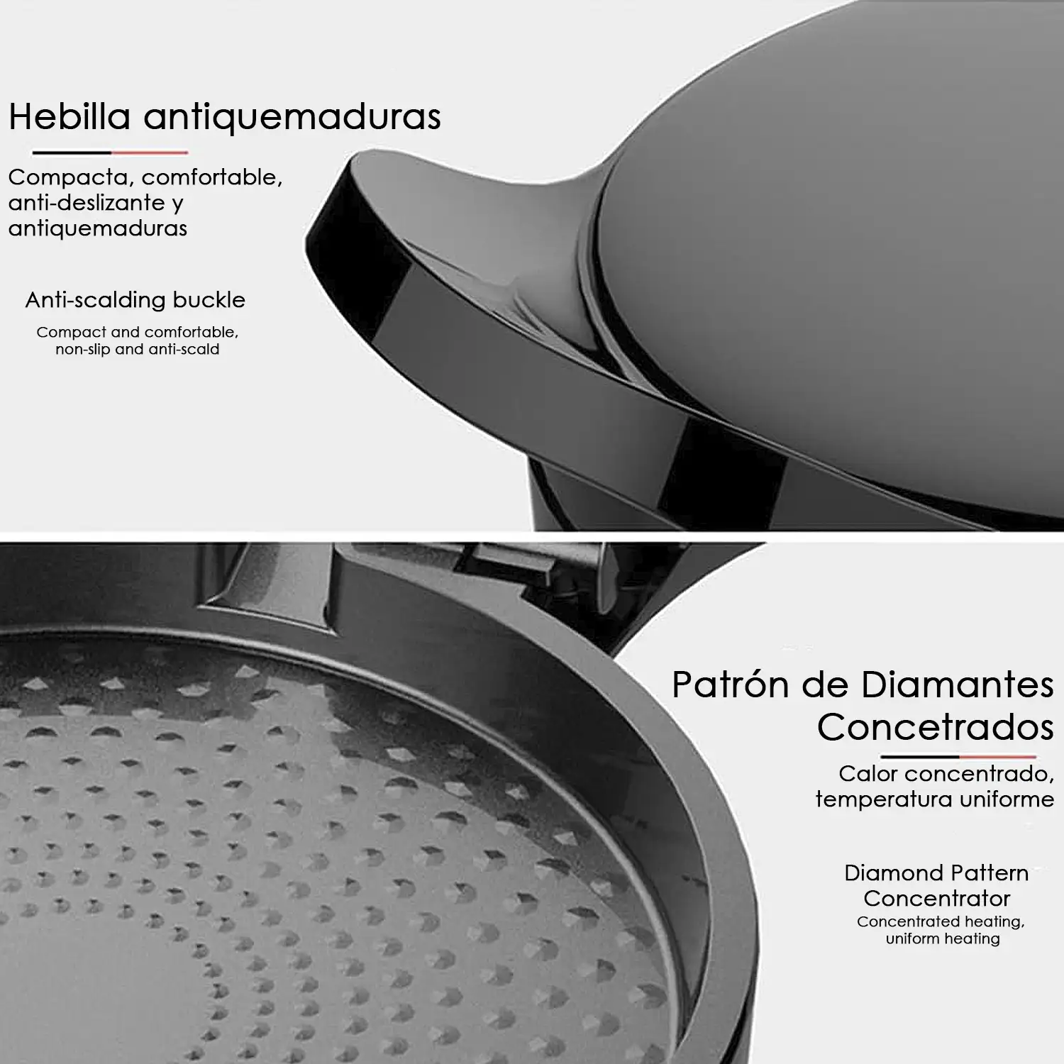 Molde de pizza eléctrico con 2000W. Pizas de hasta 30 cms de diámetro.