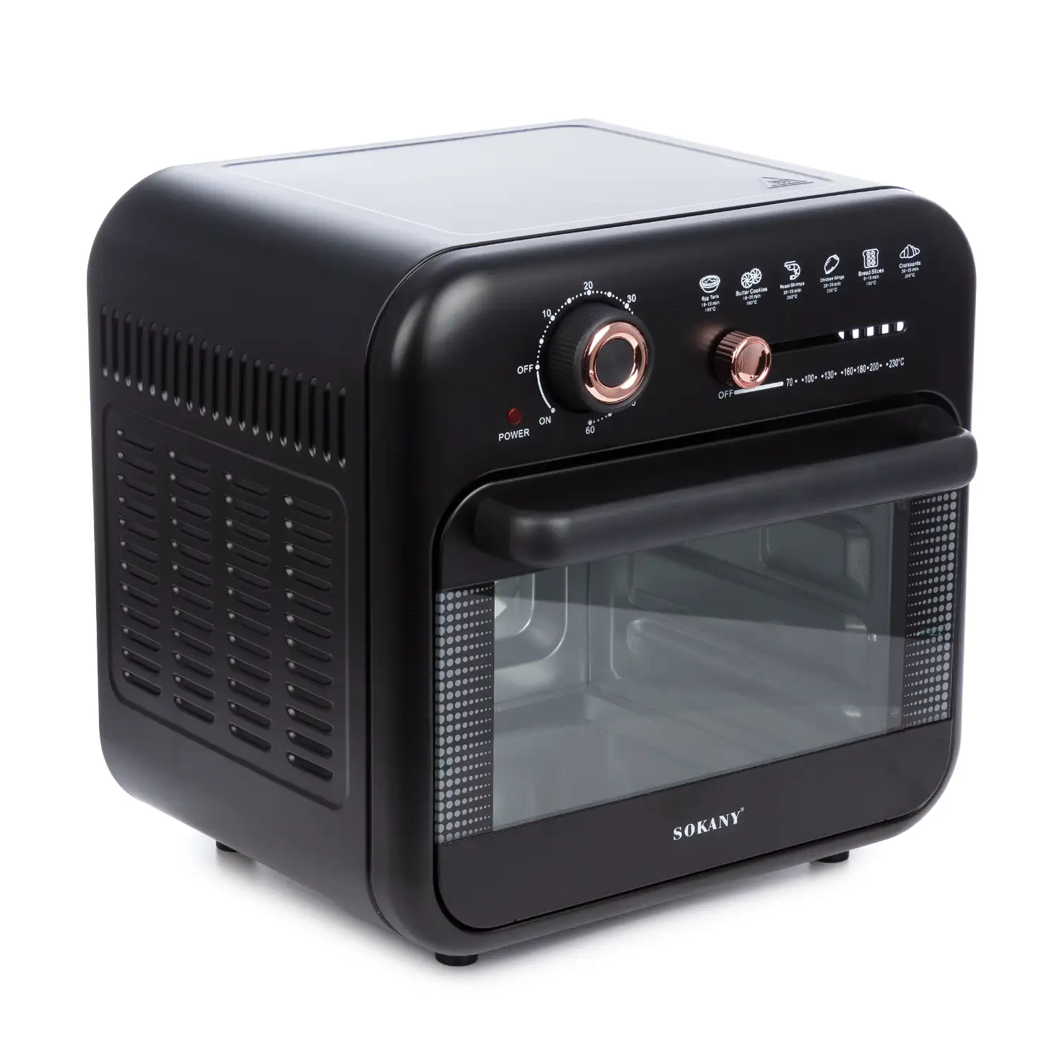 Freidora horno de aire sin aceite 1800w 18L. Doble bandeja con ventana de visualización.