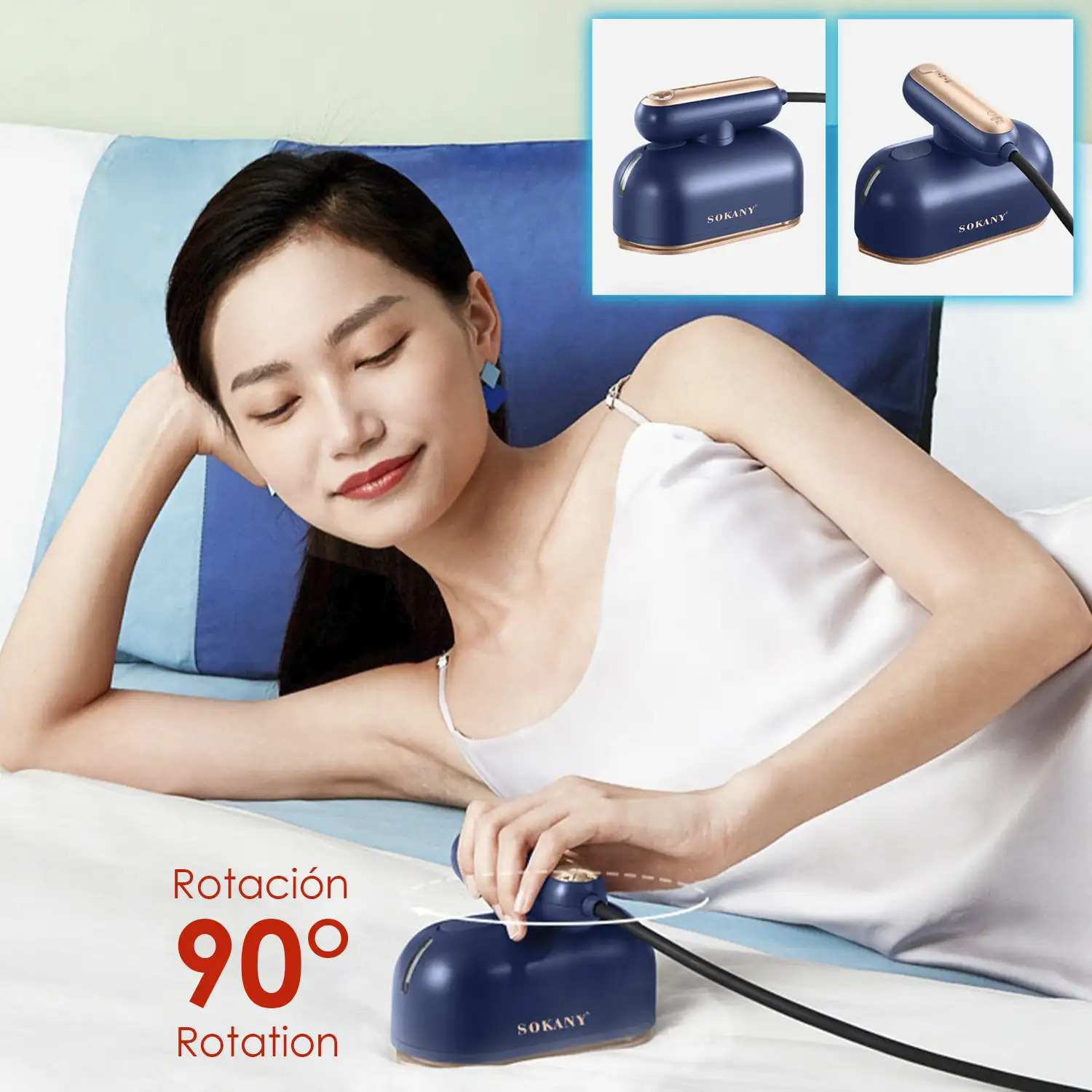 Mini plancha de viaje 1000w, depósito 70 ml,sistema  vapor 360 grados elimina arrugas.encendido rápido 15 seg