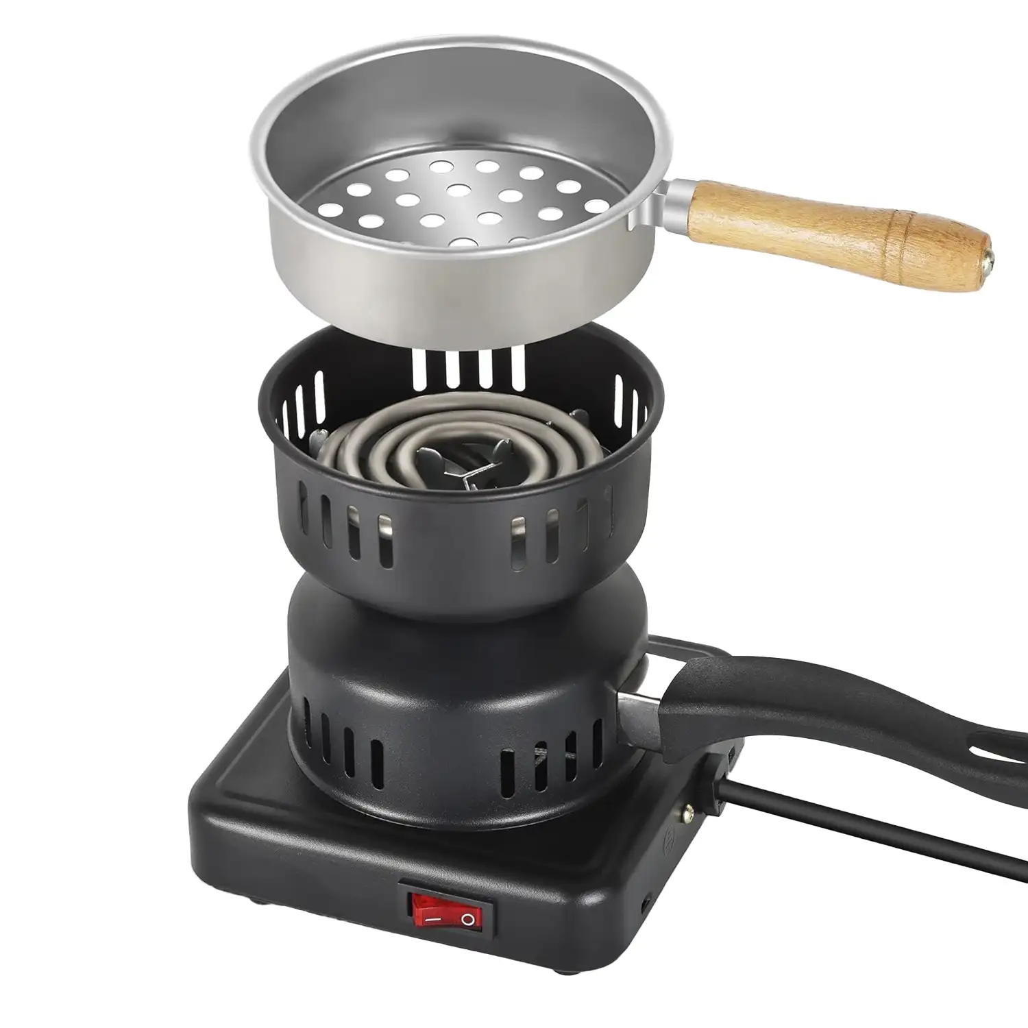 Infiernillo quemador de carbón eléctrico rápido 1000w, cesta para carbón vegetal. Asa anti-quemaduras