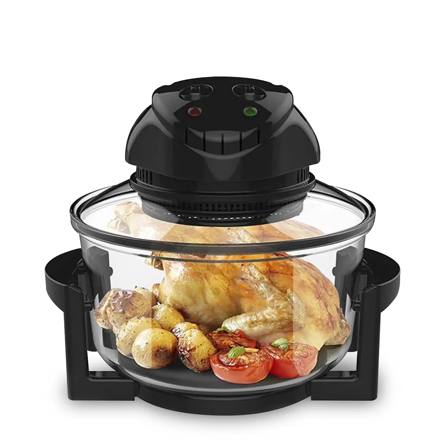 Freidora horno 6 en 1 convección 1400w, 13L. Multifunción freidora, vaporera, grill, pinchos... Bol de cristal con tapa, sistema de circulación de aire 360 grados.