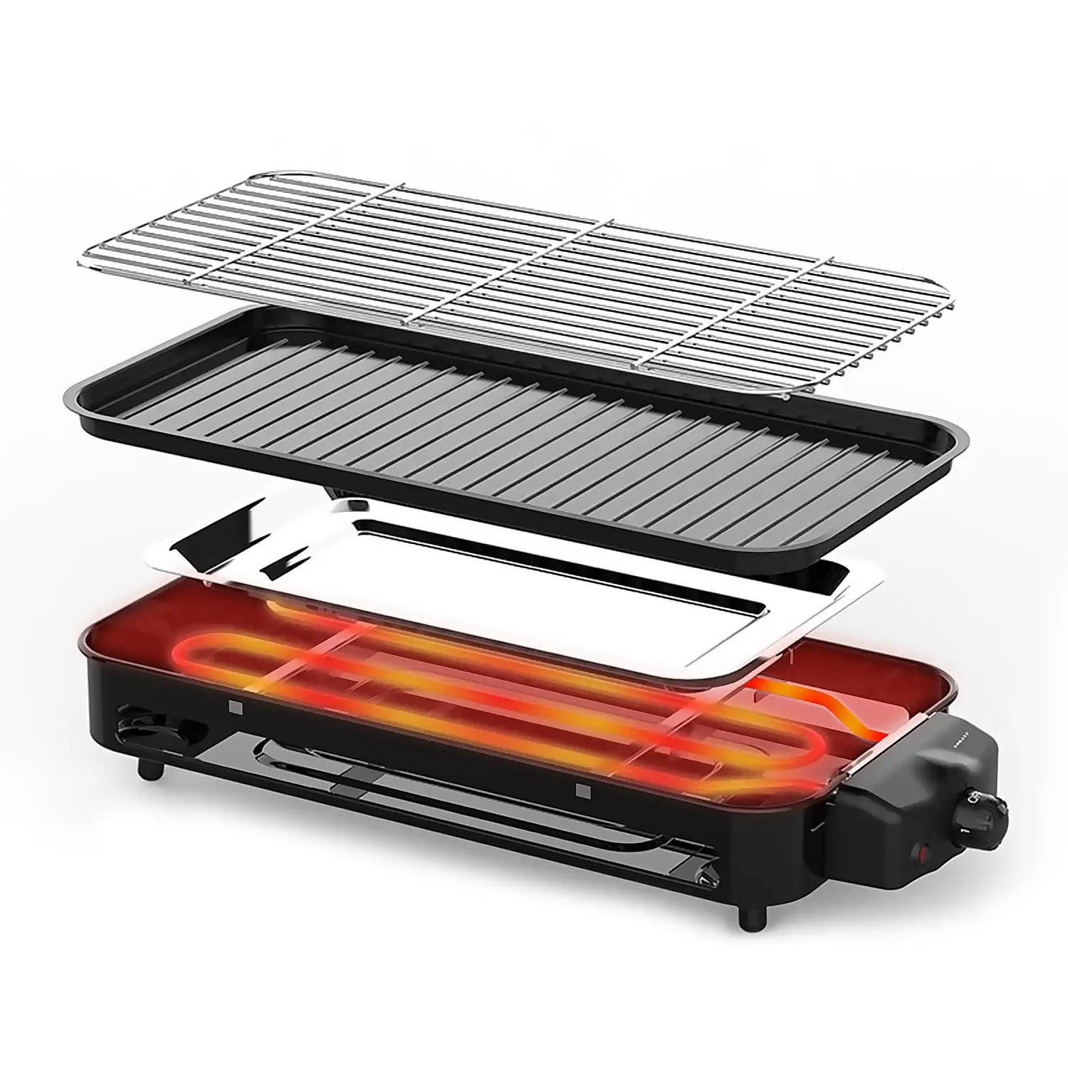 Parrilla eléctrica 2 en 1 de 1500W. Termostato regulable con 5 intensidades.