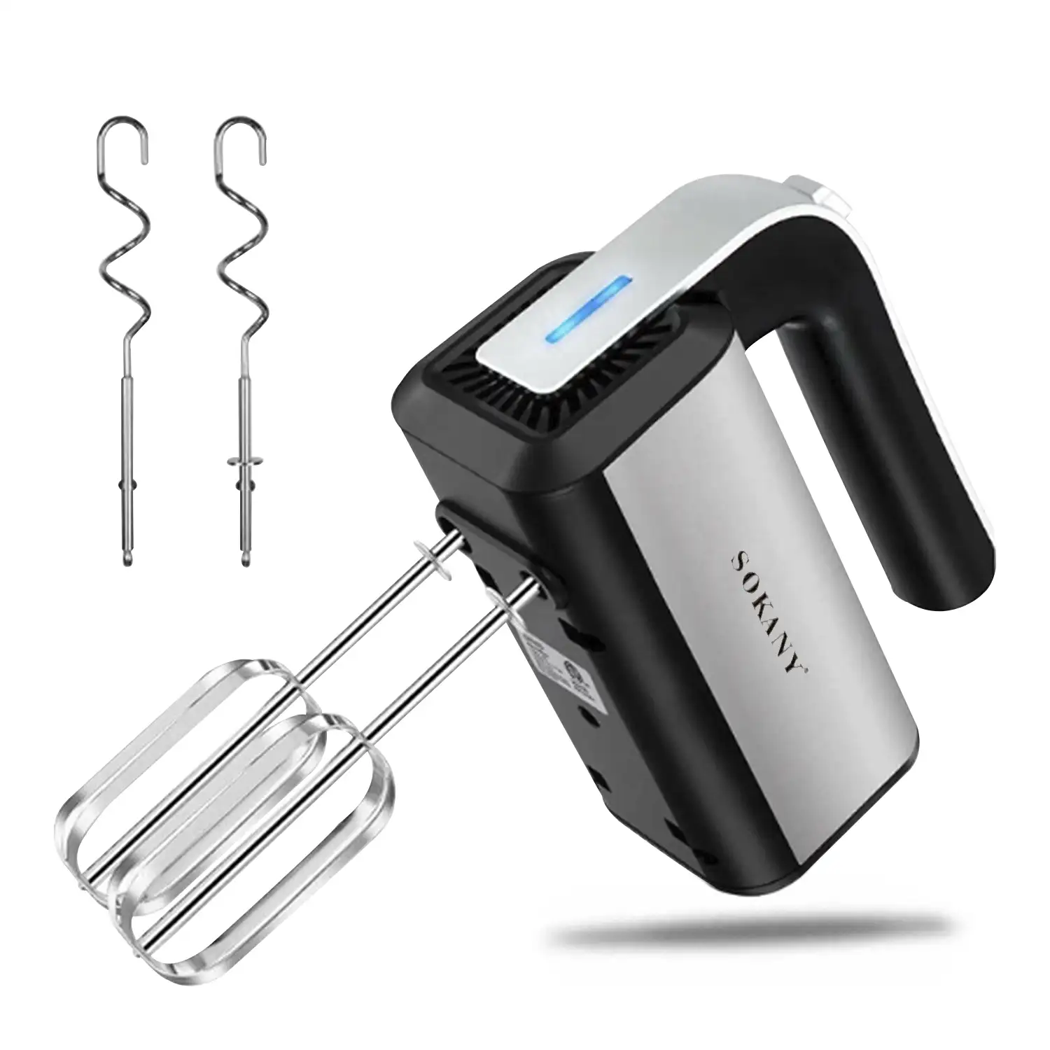 Batidora de mano varillas 800w, 5 velocidades, modo turbo, 4 varillas para batir y amasar. Acero inoxidable.