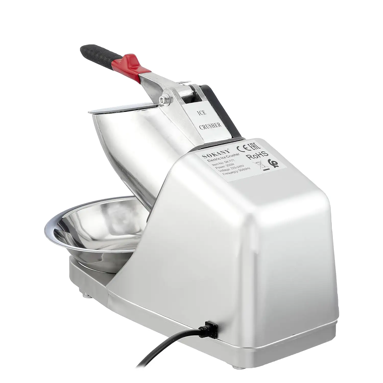 Picadora de hielo eléctrica acero inoxidable 300w. 1440 rpm.