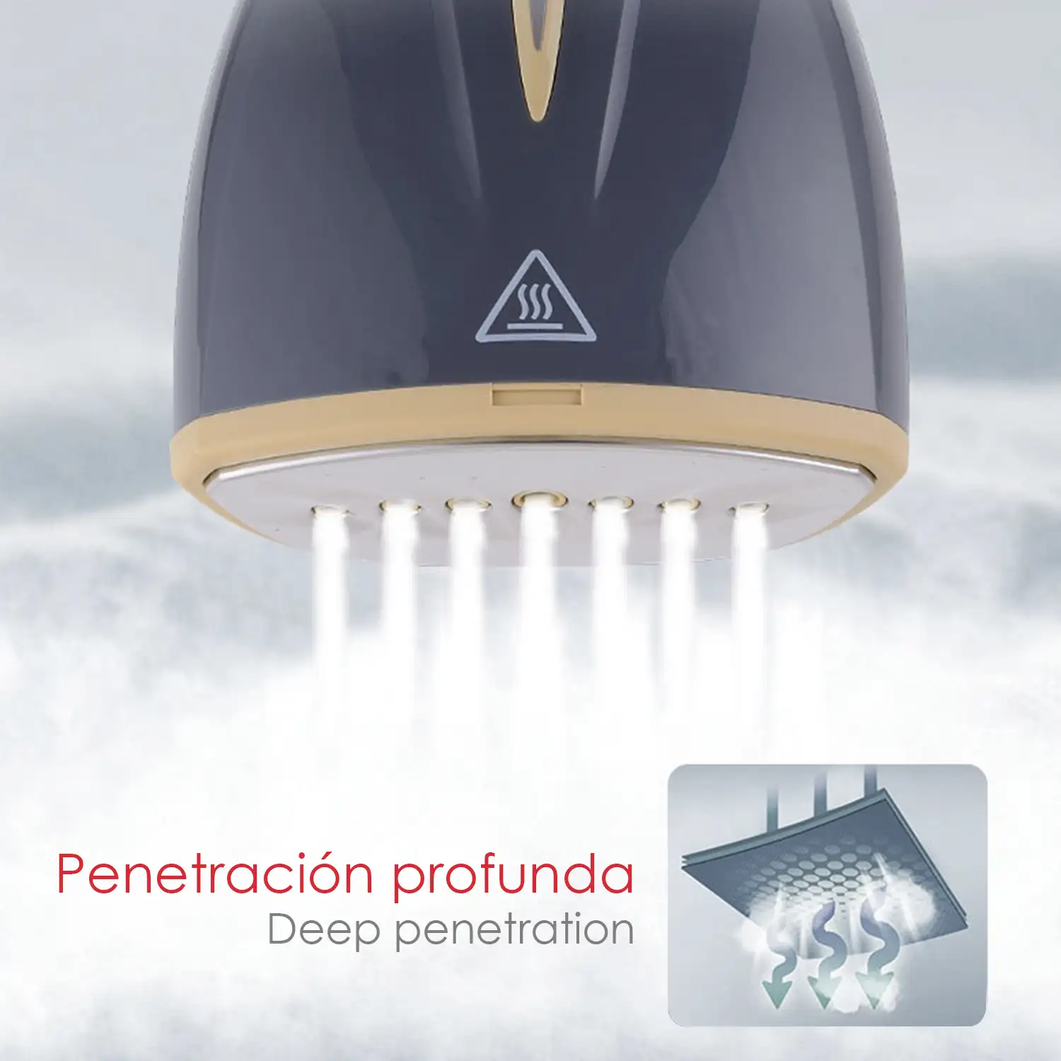 Plancha vapor vertical portátil 1300w. Encendido rápido, sistema 360 grados quita arrugas. Depósito 120 ml.
