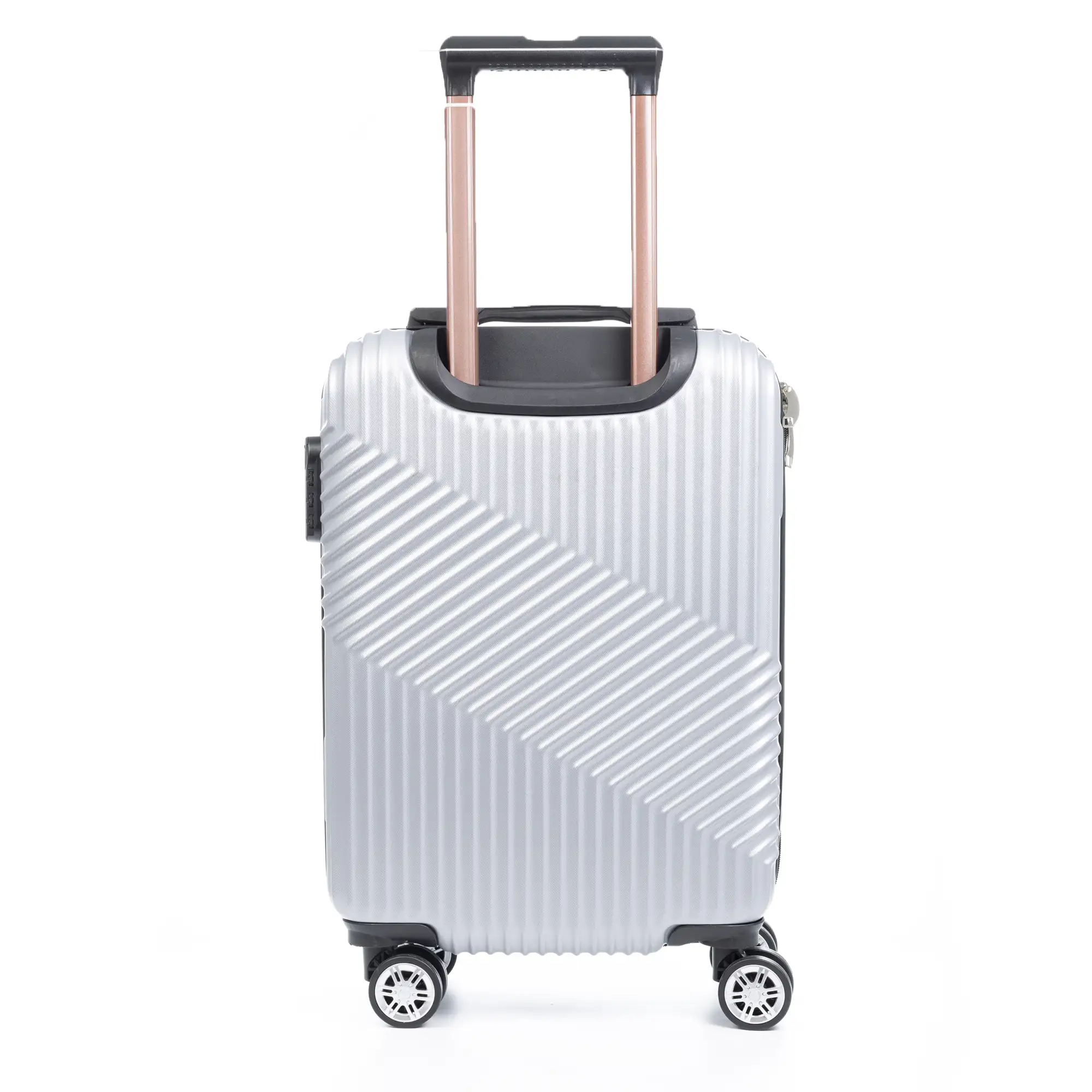 Maleta Trolley de cabina en material ligero, de ABS de alta resistencia. Cerradura numérica, 4 ruedas dobles giratorias 360°.