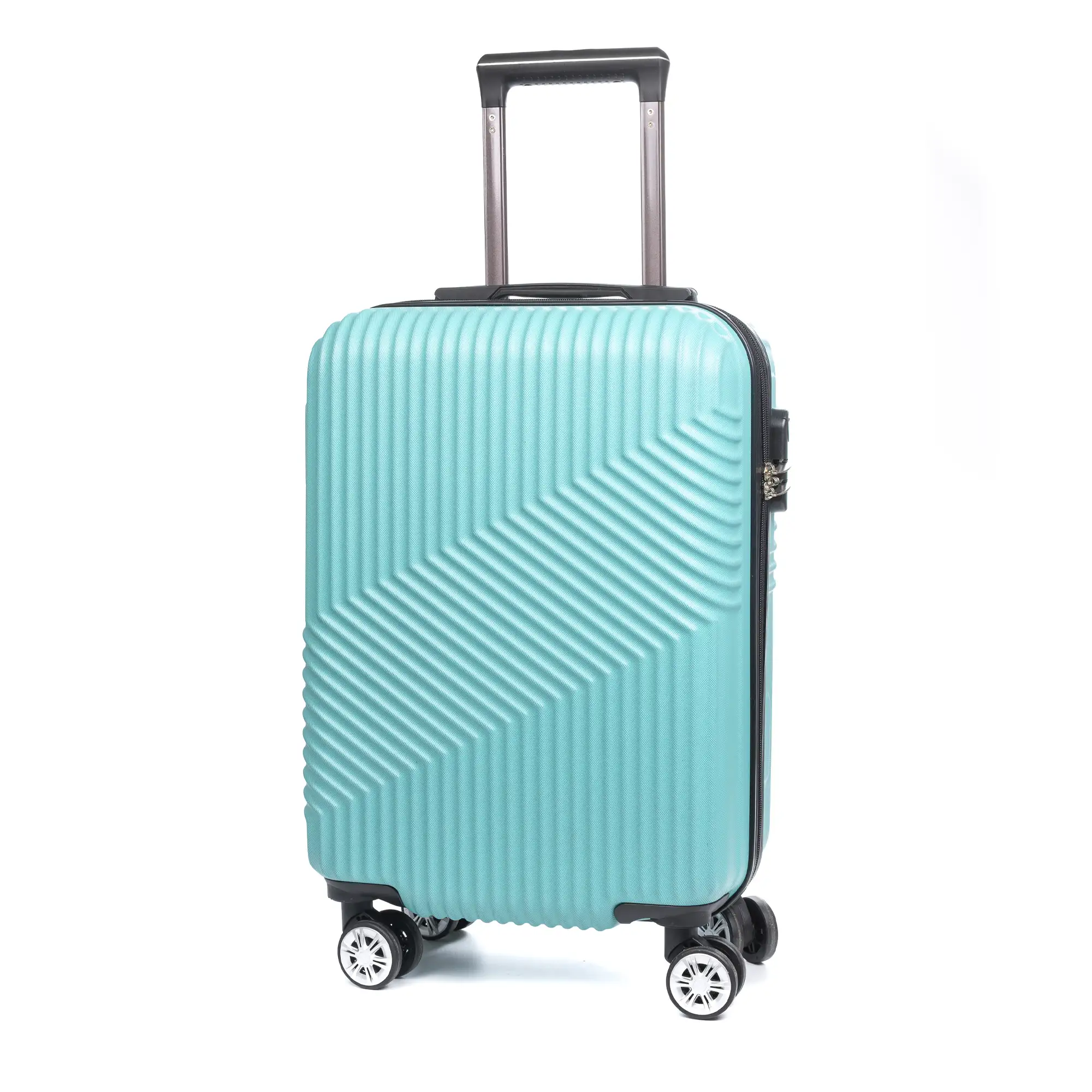 Maleta Trolley de cabina en material ligero, de ABS de alta resistencia. Cerradura numérica, 4 ruedas dobles giratorias 360°.