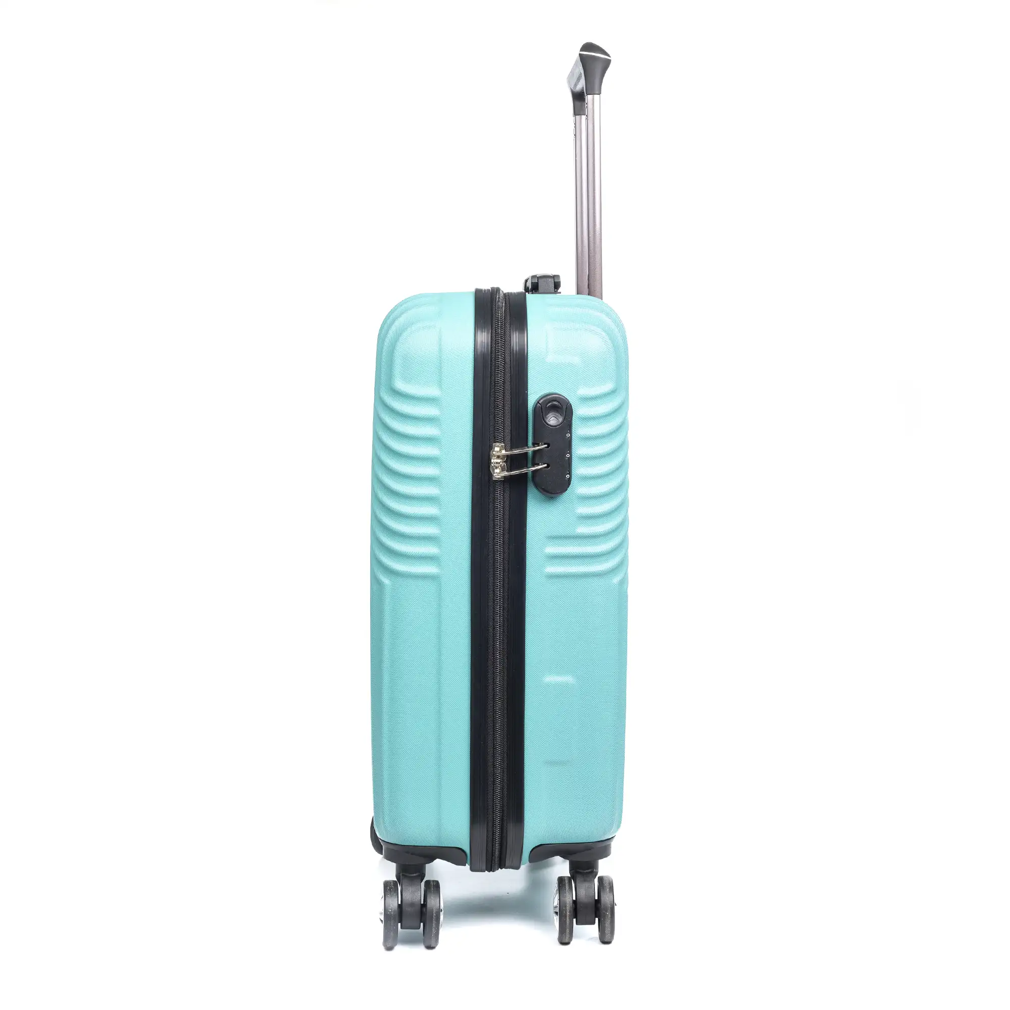 Maleta Trolley de cabina en material ligero, de ABS de alta resistencia. Cerradura numérica, 4 ruedas dobles giratorias 360°.