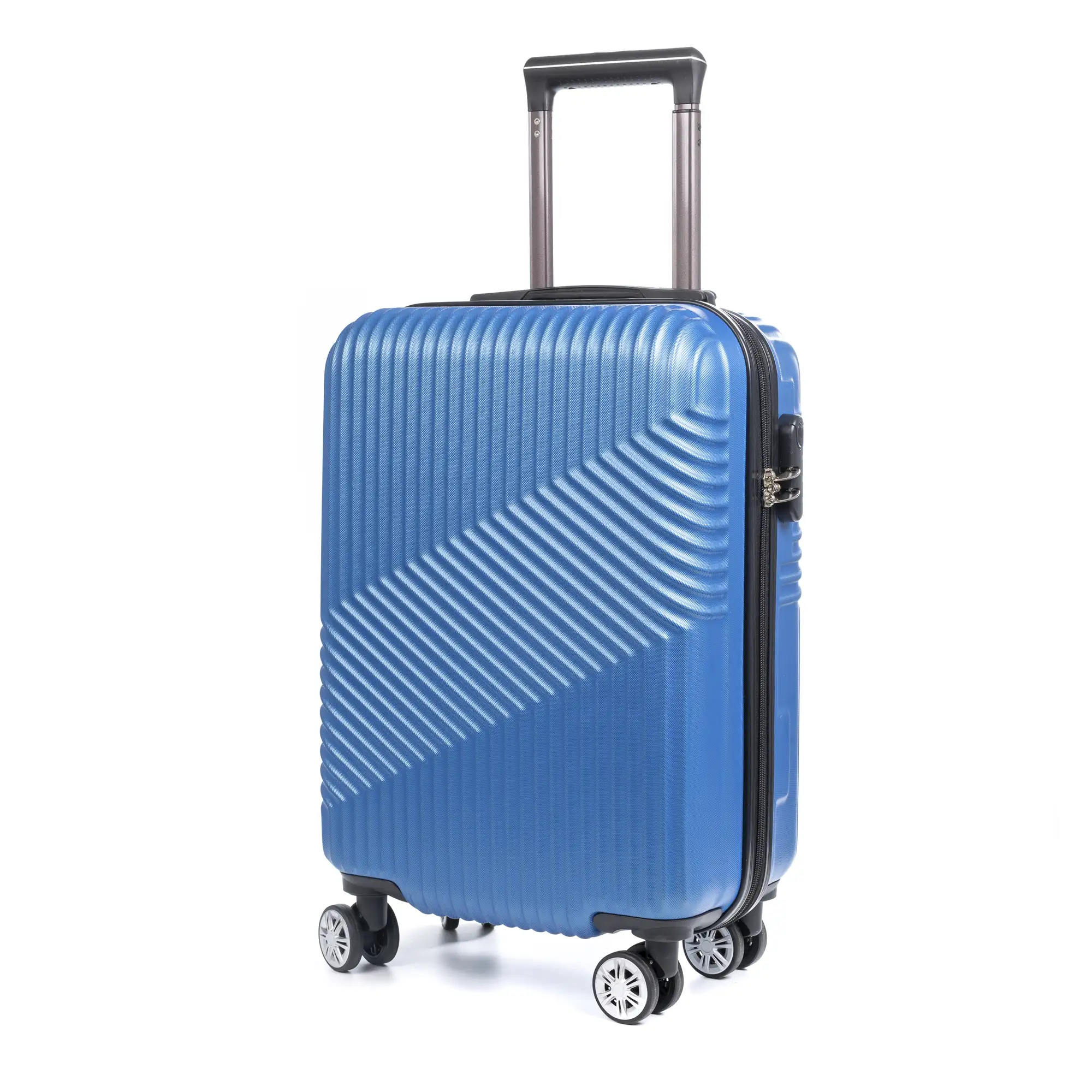 Maleta Trolley de cabina en material ligero, de ABS de alta resistencia. Cerradura numérica, 4 ruedas dobles giratorias 360°.
