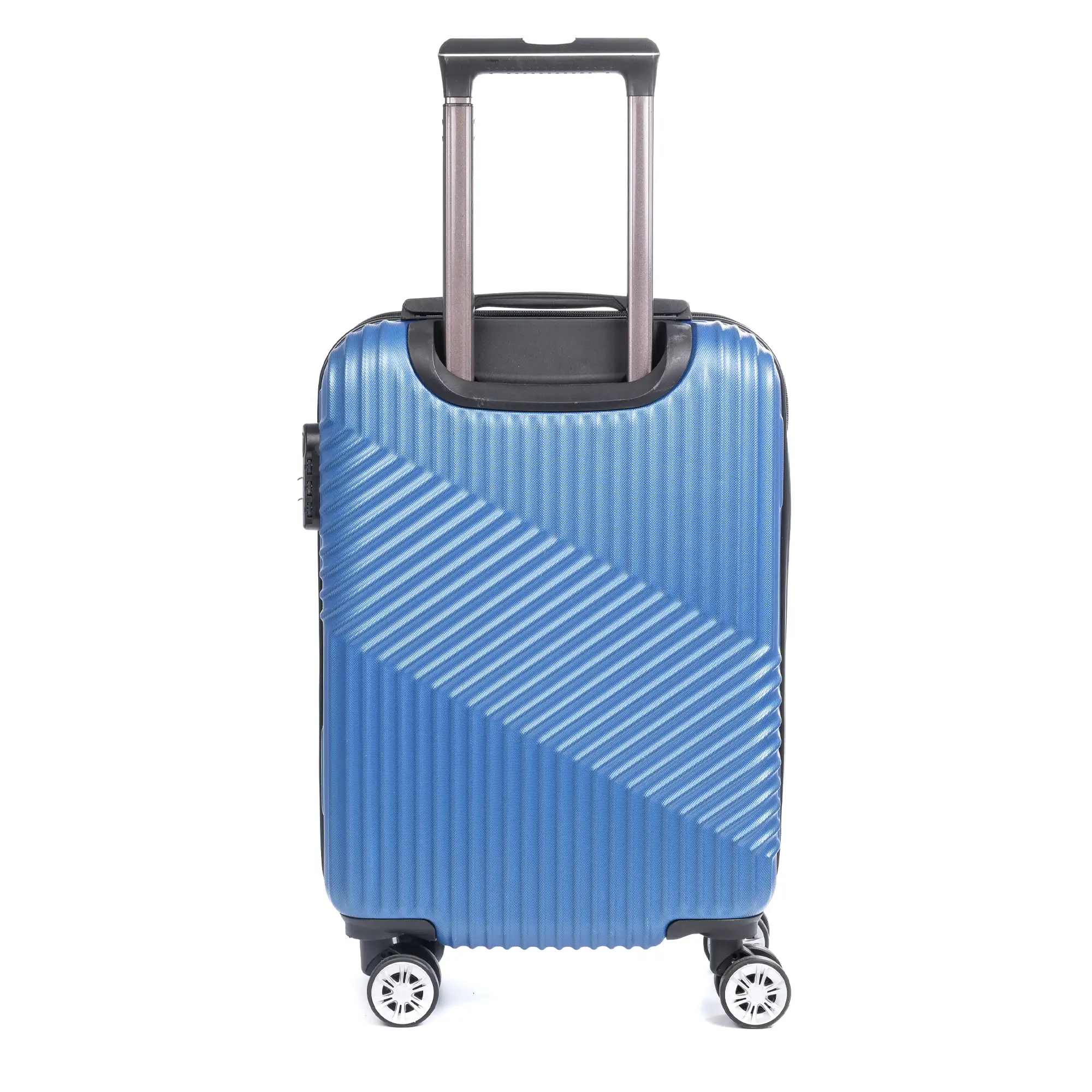 Maleta Trolley de cabina en material ligero, de ABS de alta resistencia. Cerradura numérica, 4 ruedas dobles giratorias 360°.