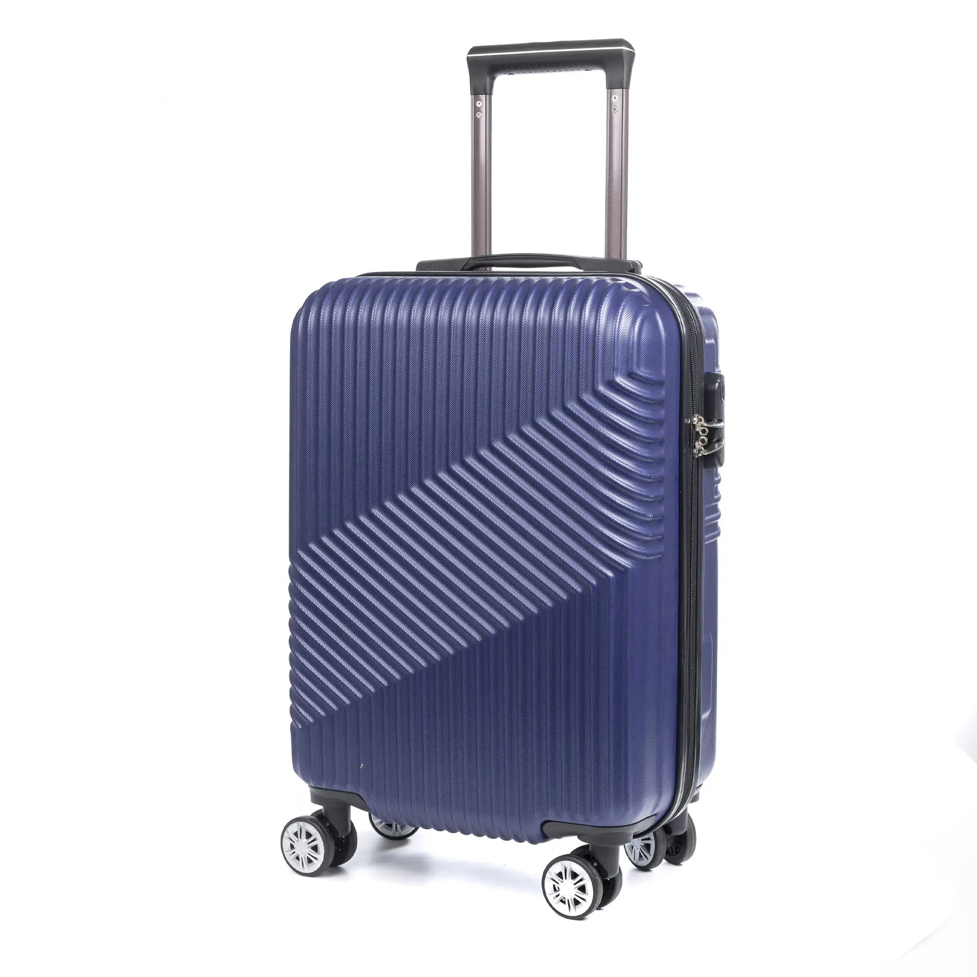 Maleta Trolley de cabina en material ligero, de ABS de alta resistencia. Cerradura numérica, 4 ruedas dobles giratorias 360°.