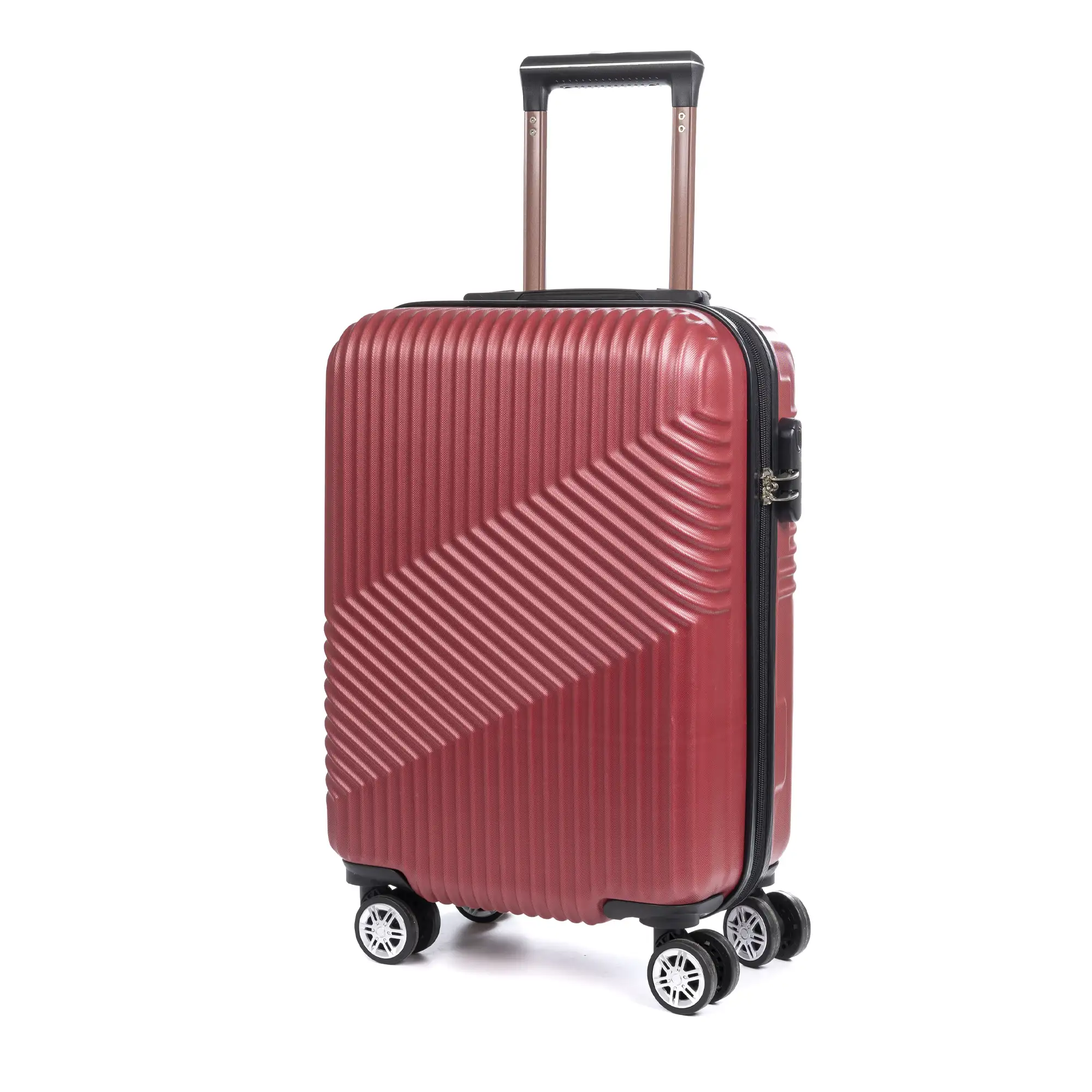 Maleta Trolley de cabina en material ligero, de ABS de alta resistencia. Cerradura numérica, 4 ruedas dobles giratorias 360°.