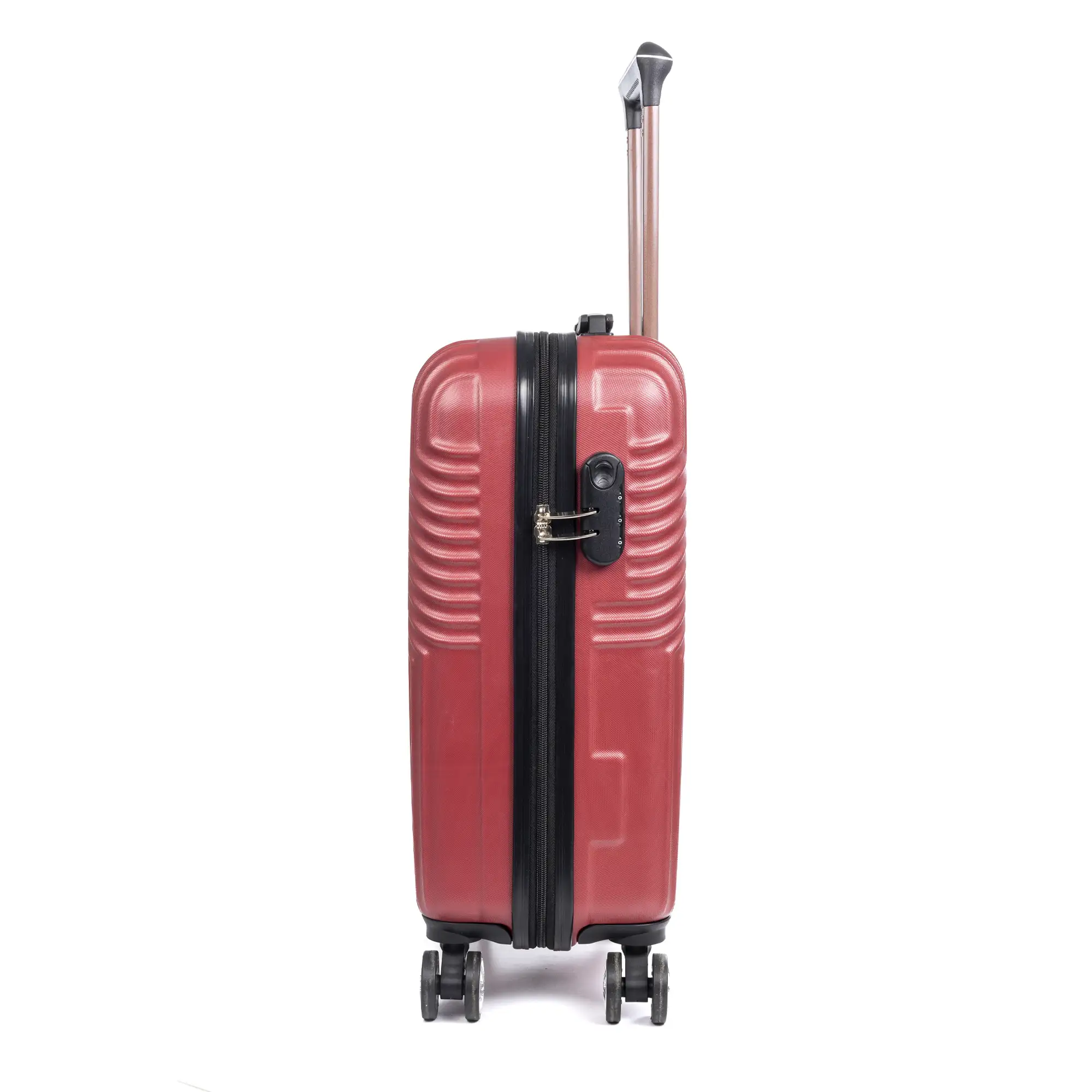 Maleta Trolley de cabina en material ligero, de ABS de alta resistencia. Cerradura numérica, 4 ruedas dobles giratorias 360°.