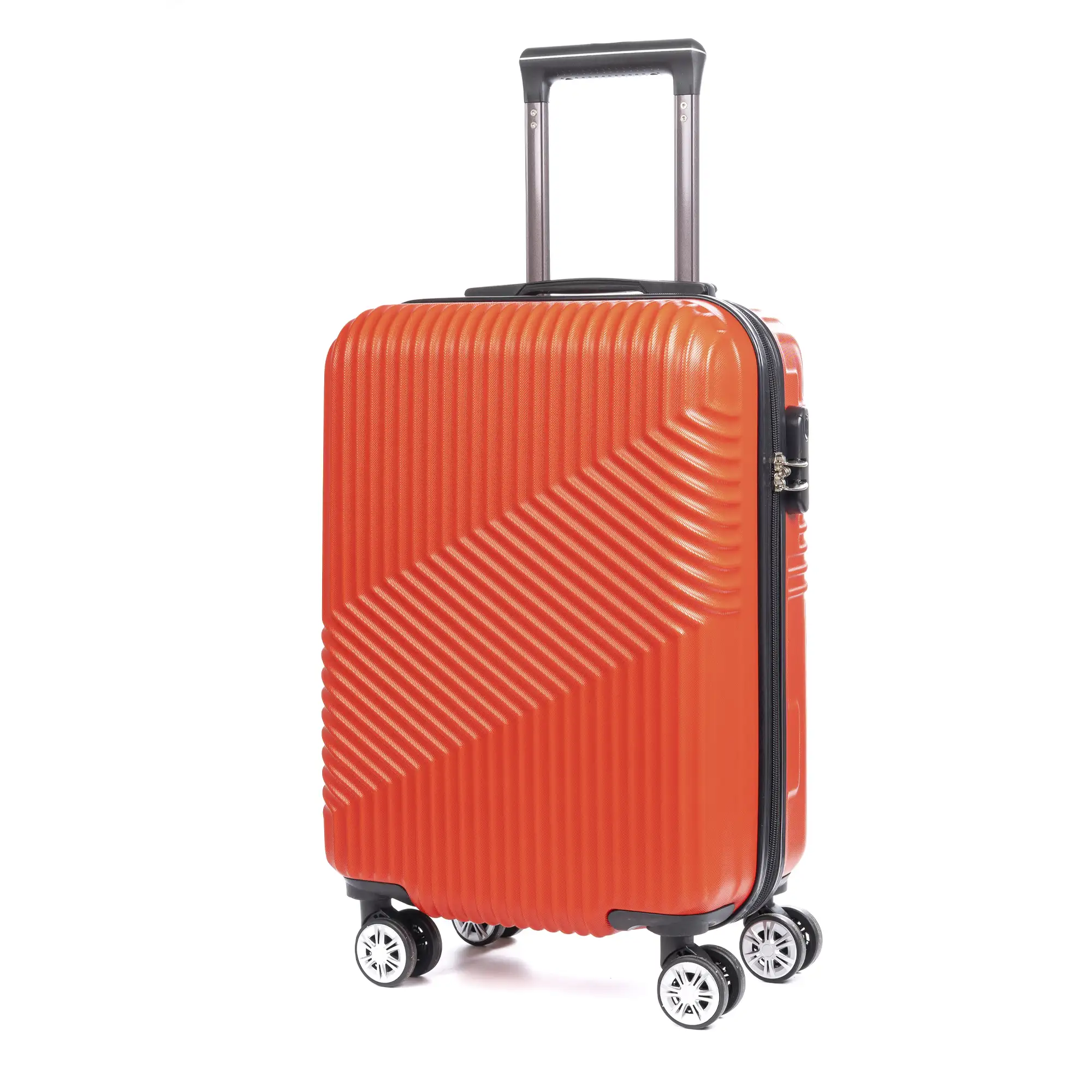 Maleta Trolley de cabina en material ligero, de ABS de alta resistencia. Cerradura numérica, 4 ruedas dobles giratorias 360°.
