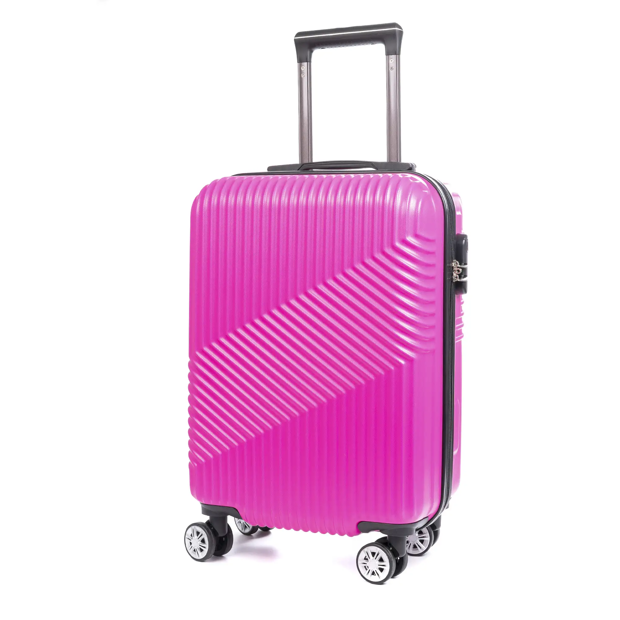 Maleta Trolley de cabina en material ligero, de ABS de alta resistencia. Cerradura numérica, 4 ruedas dobles giratorias 360°.