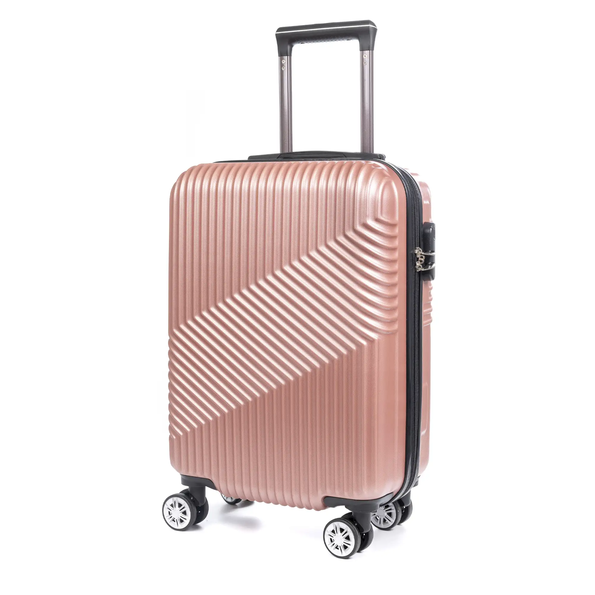 Maleta Trolley de cabina en material ligero, de ABS de alta resistencia. Cerradura numérica, 4 ruedas dobles giratorias 360°.