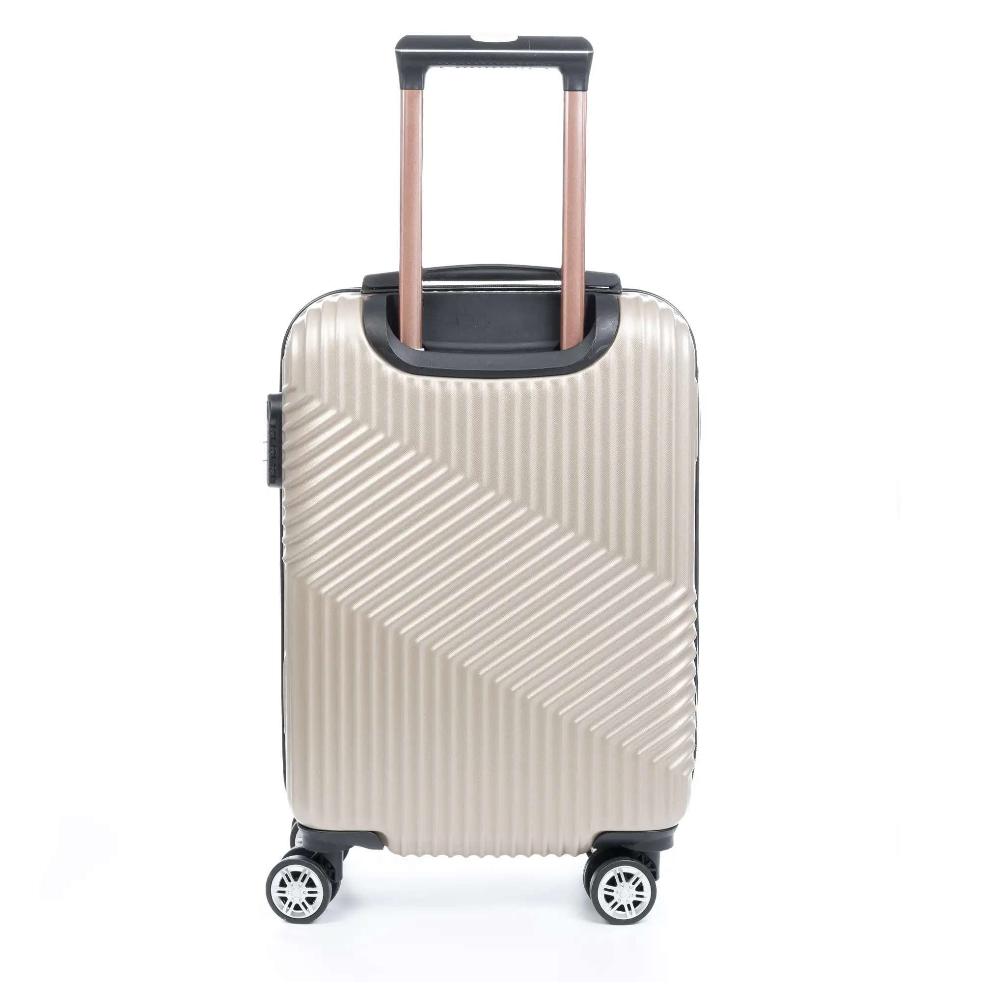 Maleta Trolley de cabina en material ligero, de ABS de alta resistencia. Cerradura numérica, 4 ruedas dobles giratorias 360°.