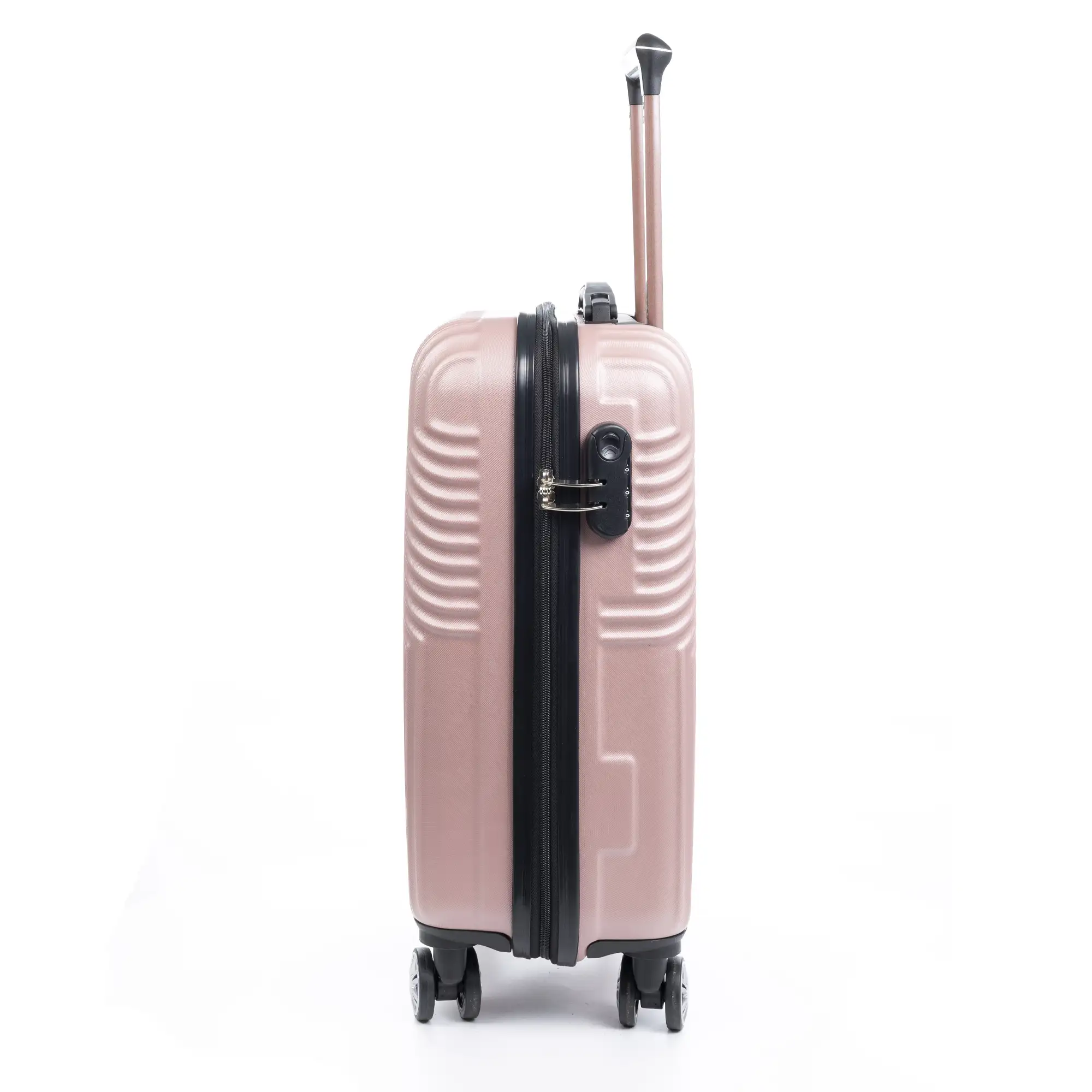 Juego de 3 maletas Trolley en material ligero de ABS de alta resistencia. Cerradura numérica, 4 ruedas dobles giratorias 360°.