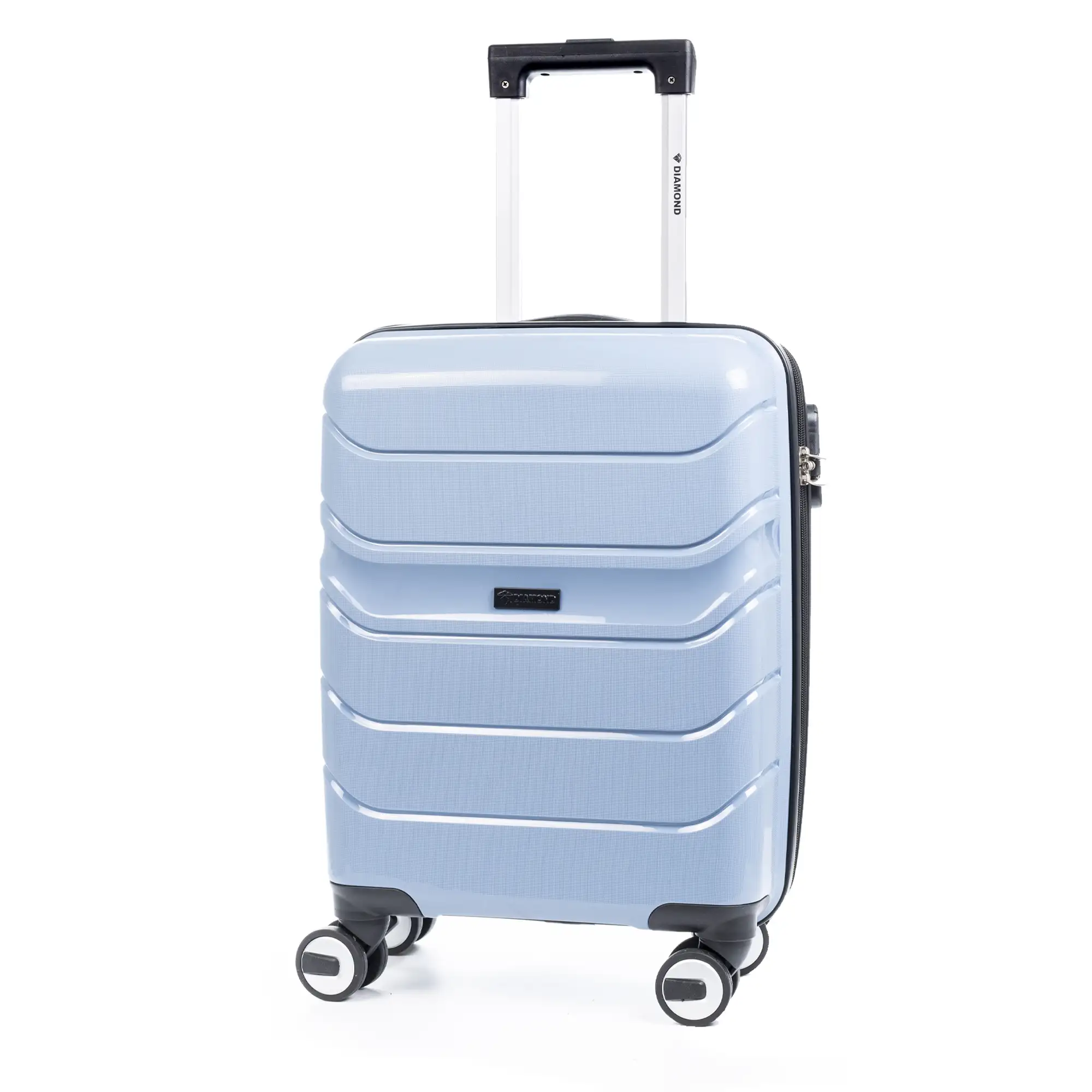 Maleta de cabina trolley de PP resistente a la rotura. Cerradura numérica, 4 ruedas dobles giratorias 360°.