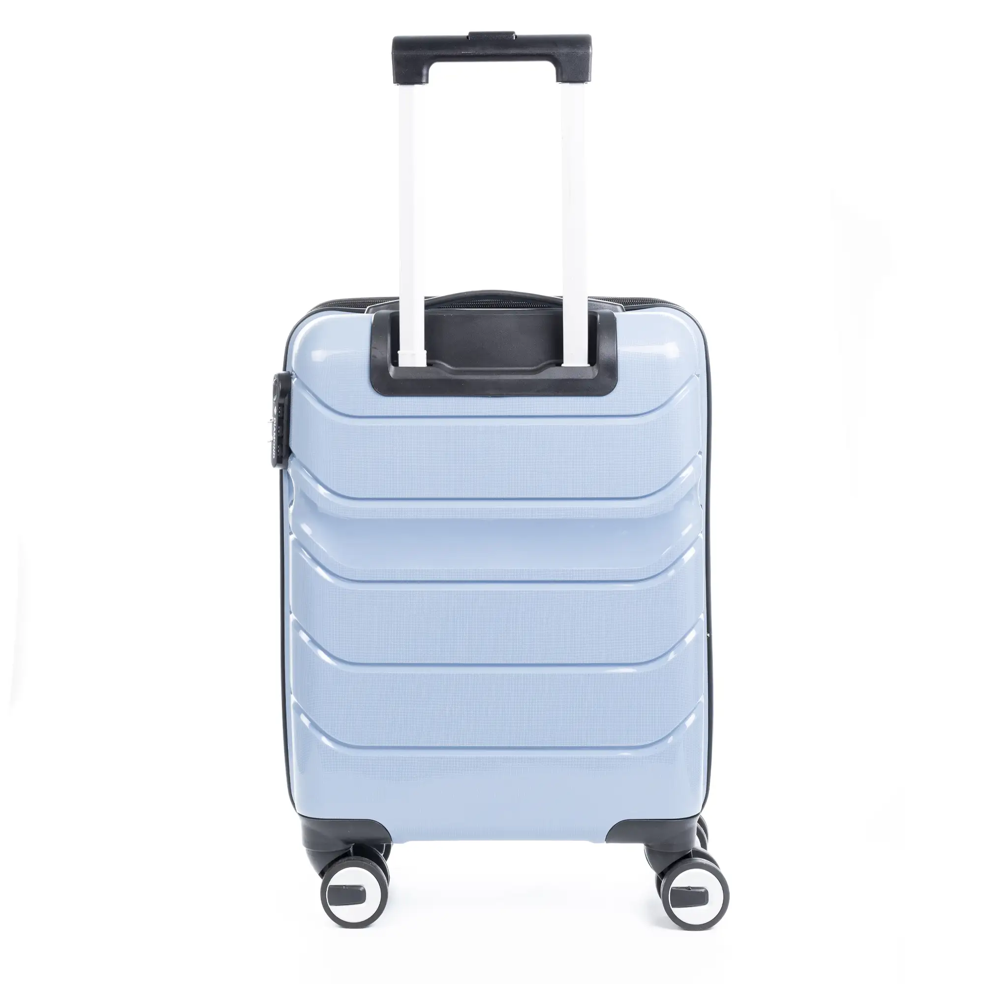 Maleta de cabina trolley de PP resistente a la rotura. Cerradura numérica, 4 ruedas dobles giratorias 360°.