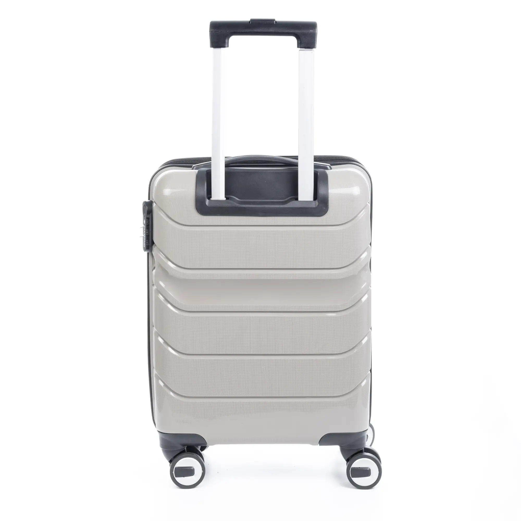 Maleta gran volumen trolley de PP resistente a la rotura. Cerradura numérica, 4 ruedas dobles giratorias 360°.