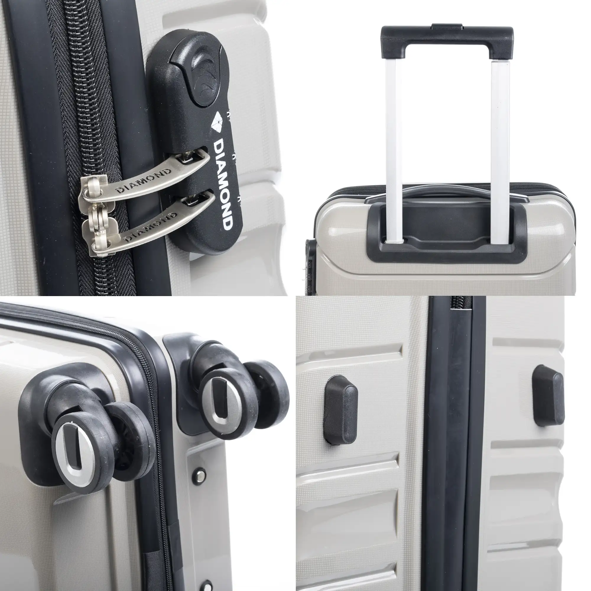 Maleta gran volumen trolley de PP resistente a la rotura. Cerradura numérica, 4 ruedas dobles giratorias 360°.