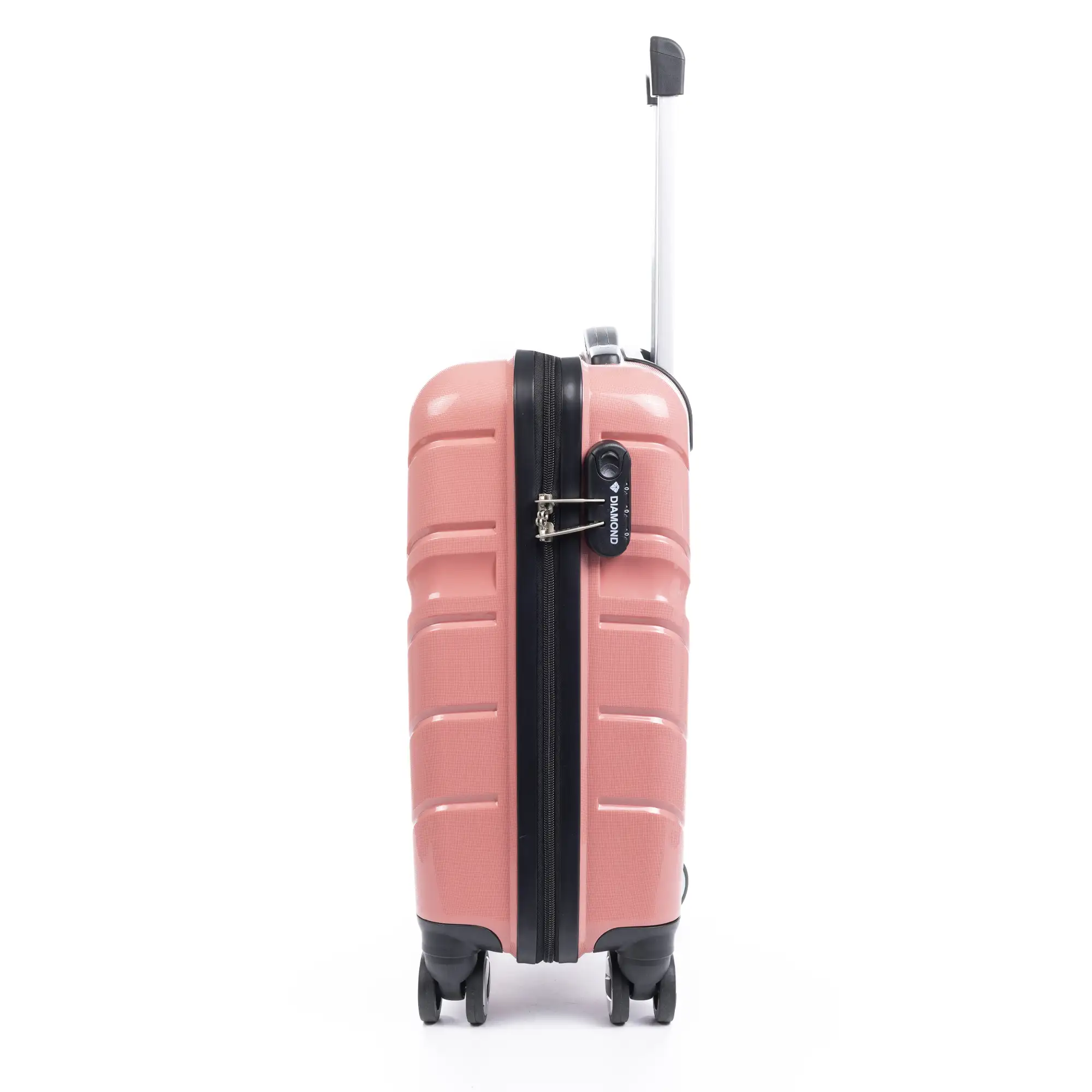 Maleta gran volumen trolley de PP resistente a la rotura. Cerradura numérica, 4 ruedas dobles giratorias 360°.