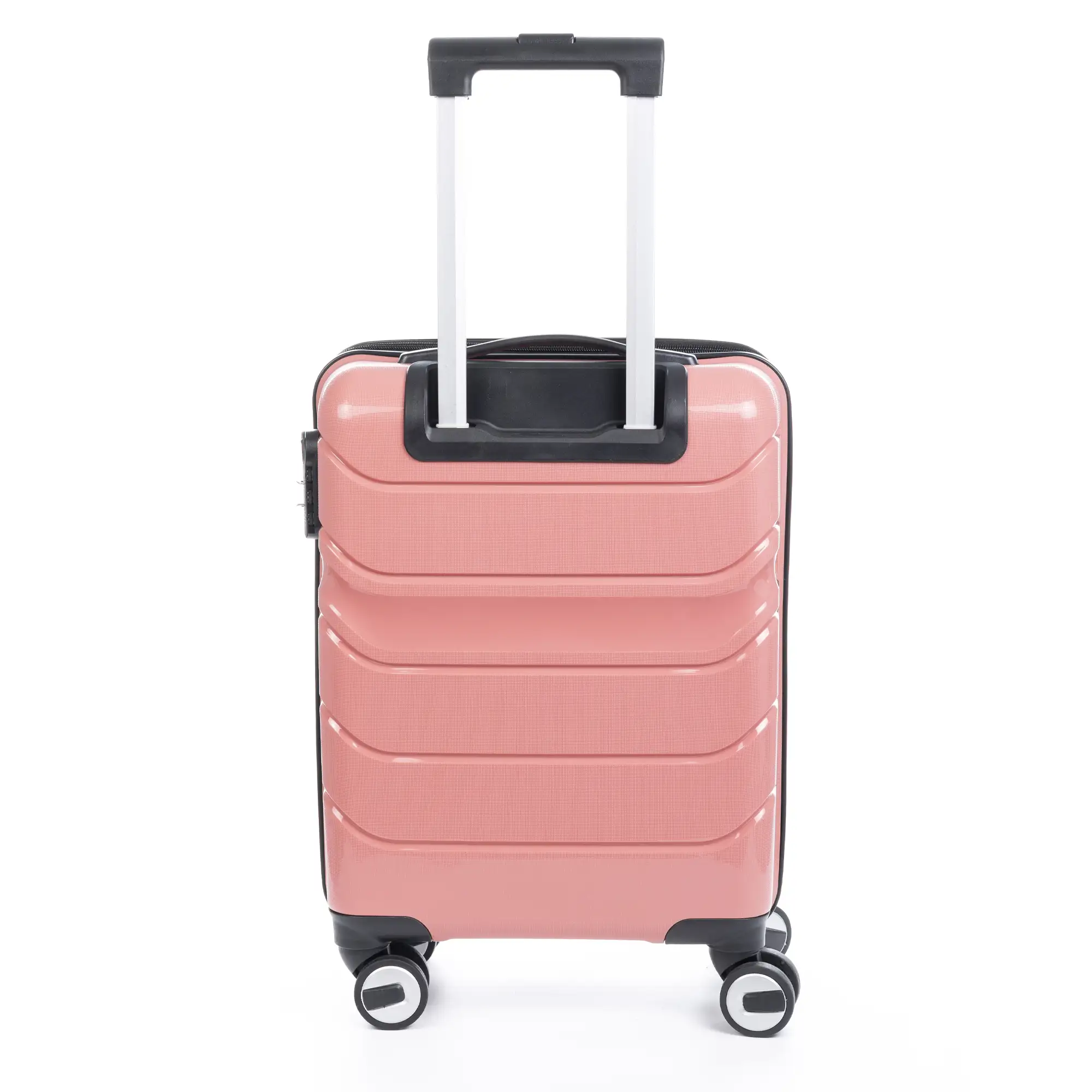 Maleta gran volumen trolley de PP resistente a la rotura. Cerradura numérica, 4 ruedas dobles giratorias 360°.