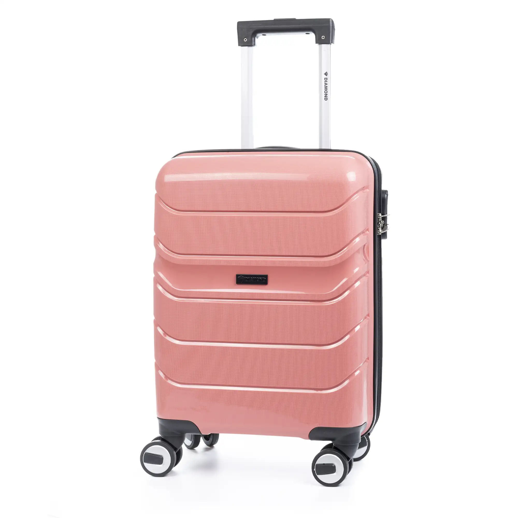 Maleta de cabina trolley de PP resistente a la rotura. Cerradura numérica, 4 ruedas dobles giratorias 360°.