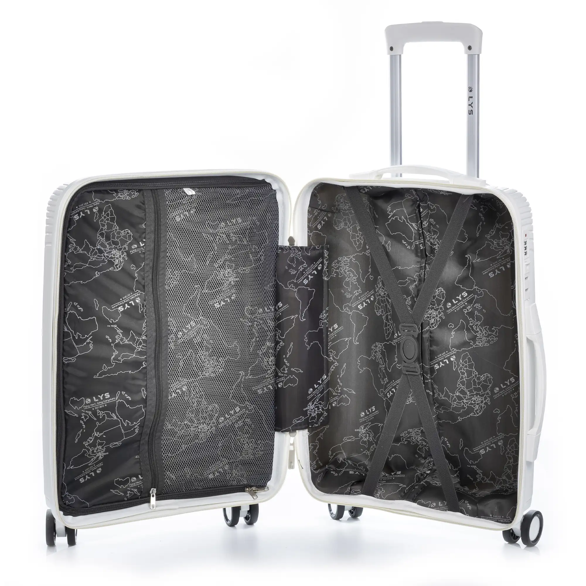 Juego de 3 maletas trolley de PP resistente a la rotura. Cerradura TSA numérica, 4 ruedas dobles giratorias 360°.