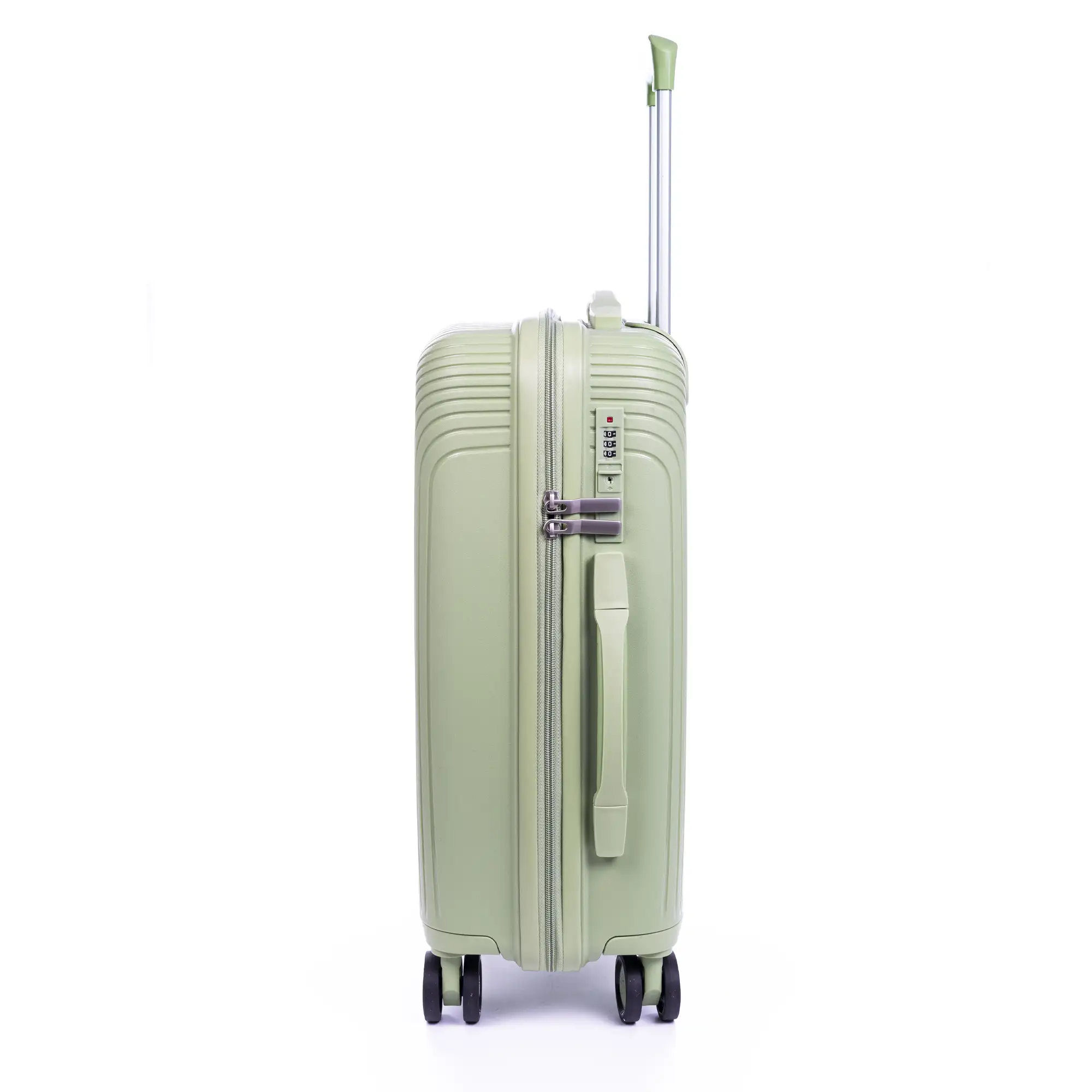 Maleta mediana trolley de PP resistente a la rotura. Cerradura TSA numérica, 4 ruedas dobles giratorias 360°.