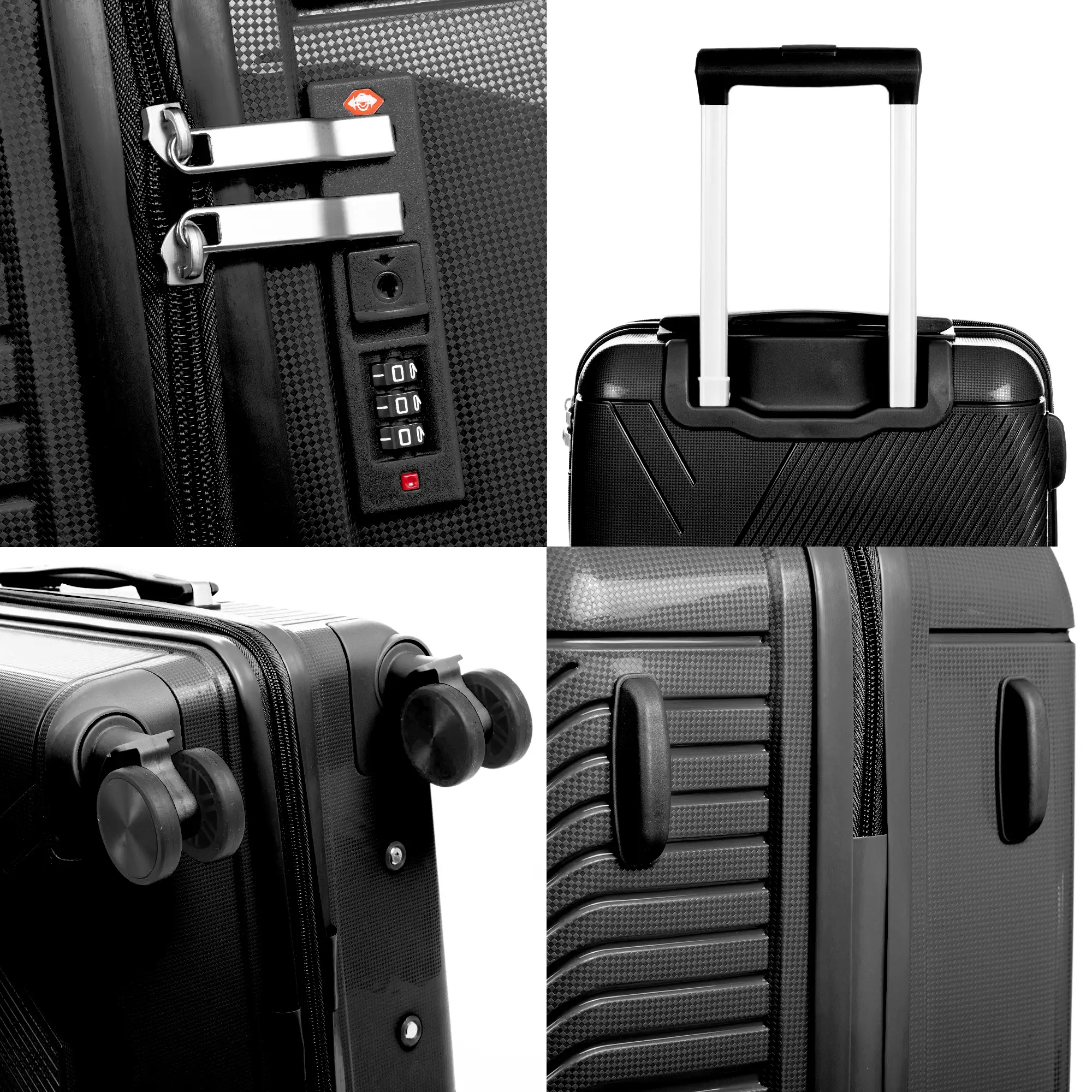 Maleta de cabina Trolley de PP resistente a la rotura. Cerradura TSA numérica, 4 ruedas dobles giratorias 360°.