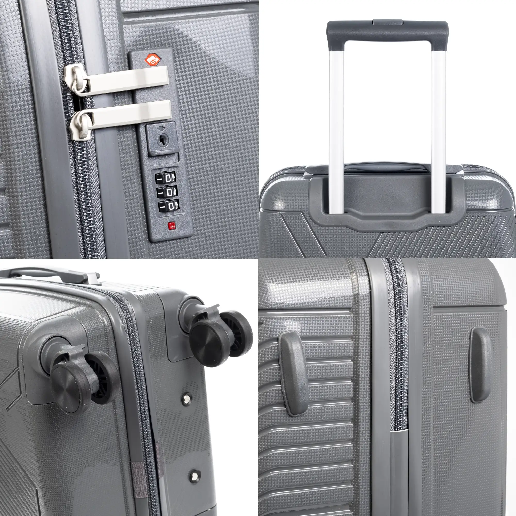 Maleta gran volumen Trolley de PP resistente a la rotura. Cerradura TSA numérica, 4 ruedas dobles giratorias 360°.