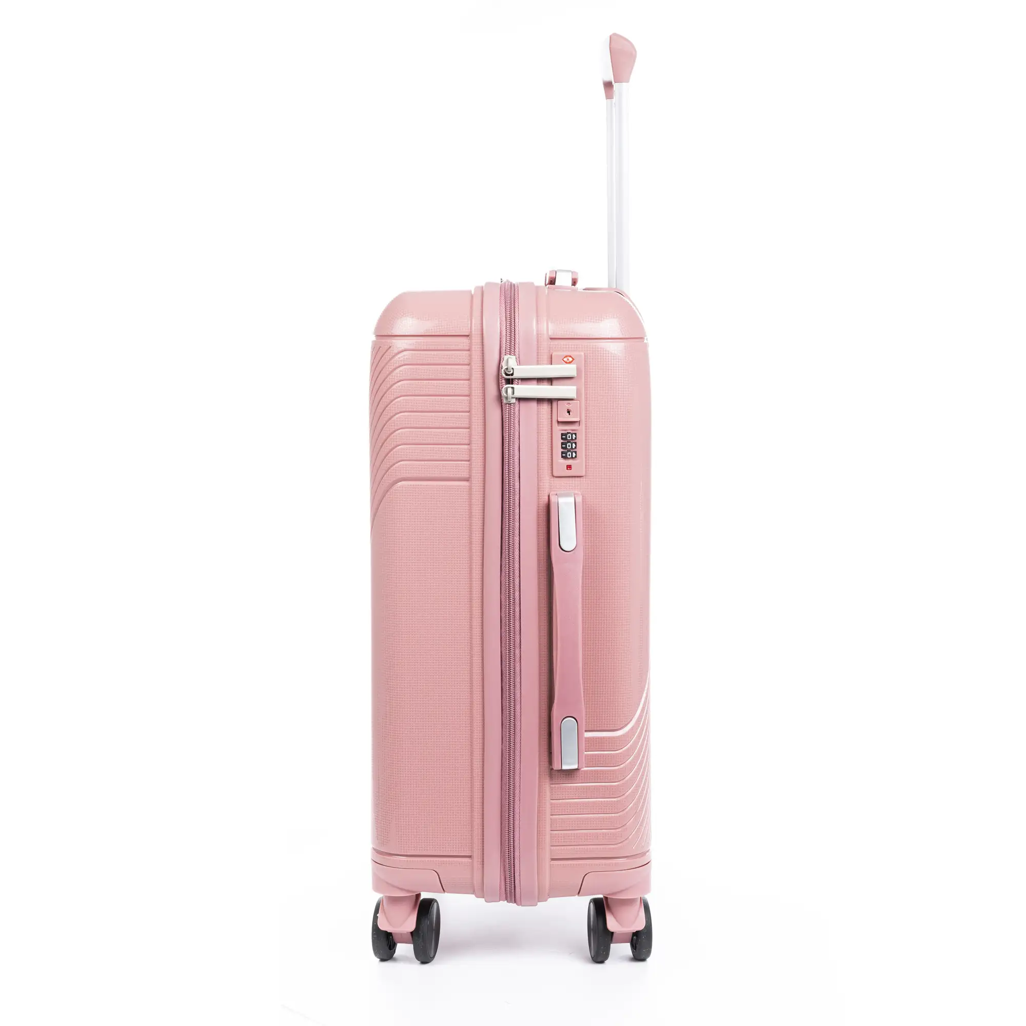Maleta gran volumen Trolley de PP resistente a la rotura. Cerradura TSA numérica, 4 ruedas dobles giratorias 360°.