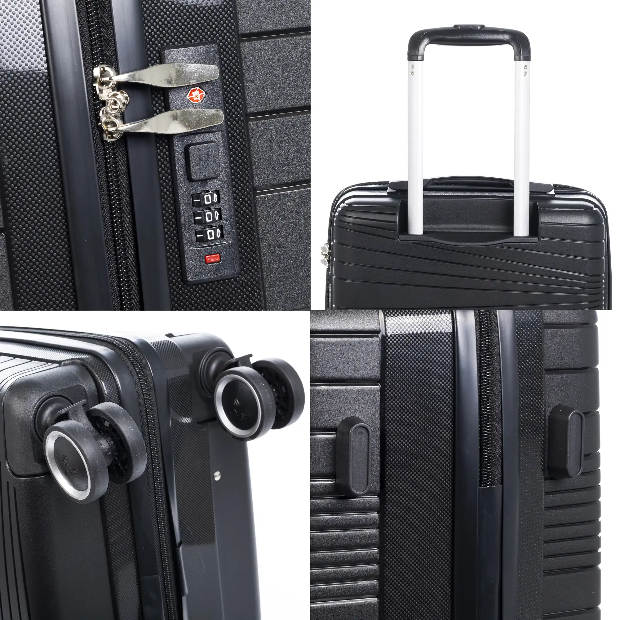 Maleta gran volumen Trolley de PP resistente a la rotura. Cerradura TSA numérica, 4 ruedas dobles giratorias 360°.