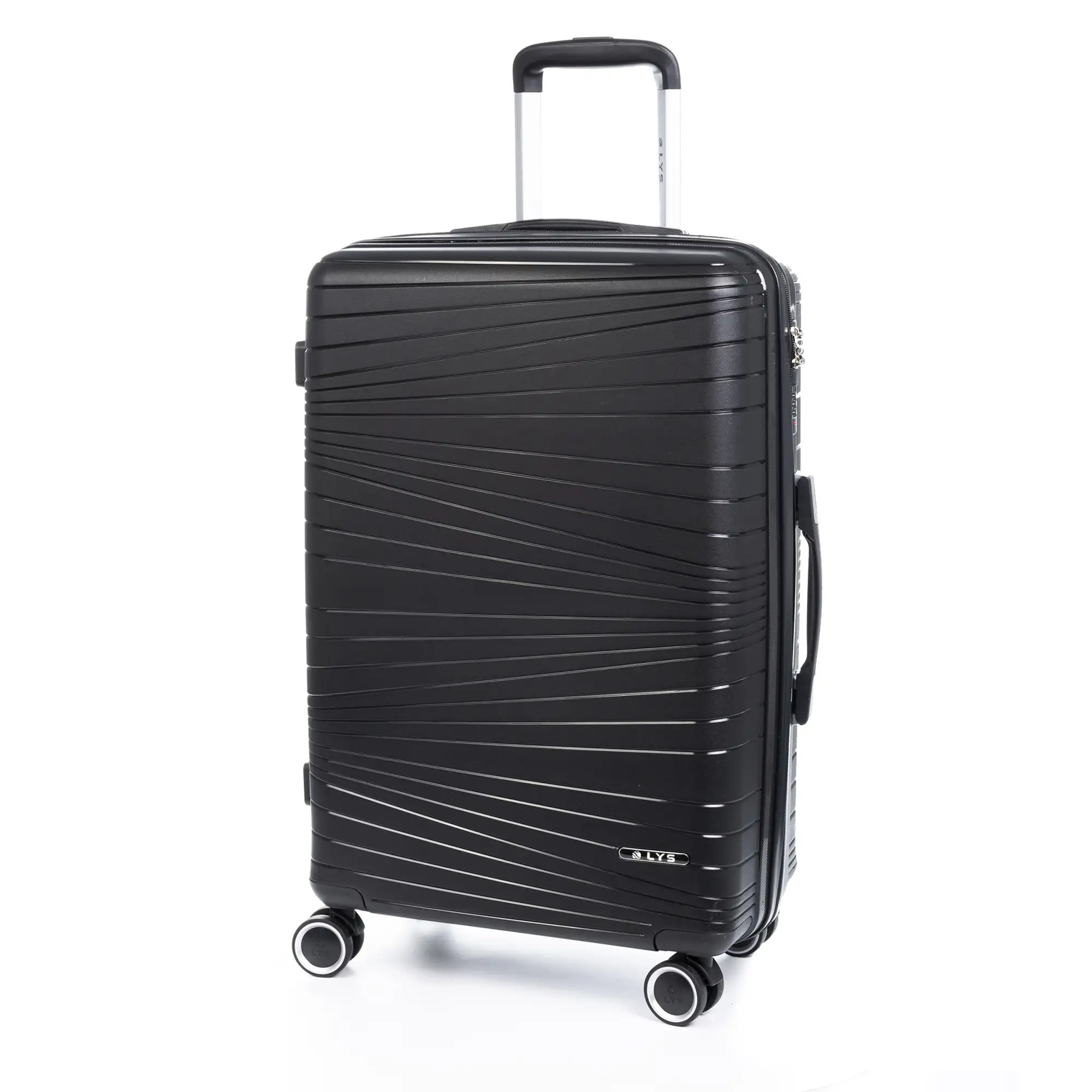 Maleta mediana Trolley de PP resistente a la rotura. Cerradura TSA numérica, 4 ruedas dobles giratorias 360°.