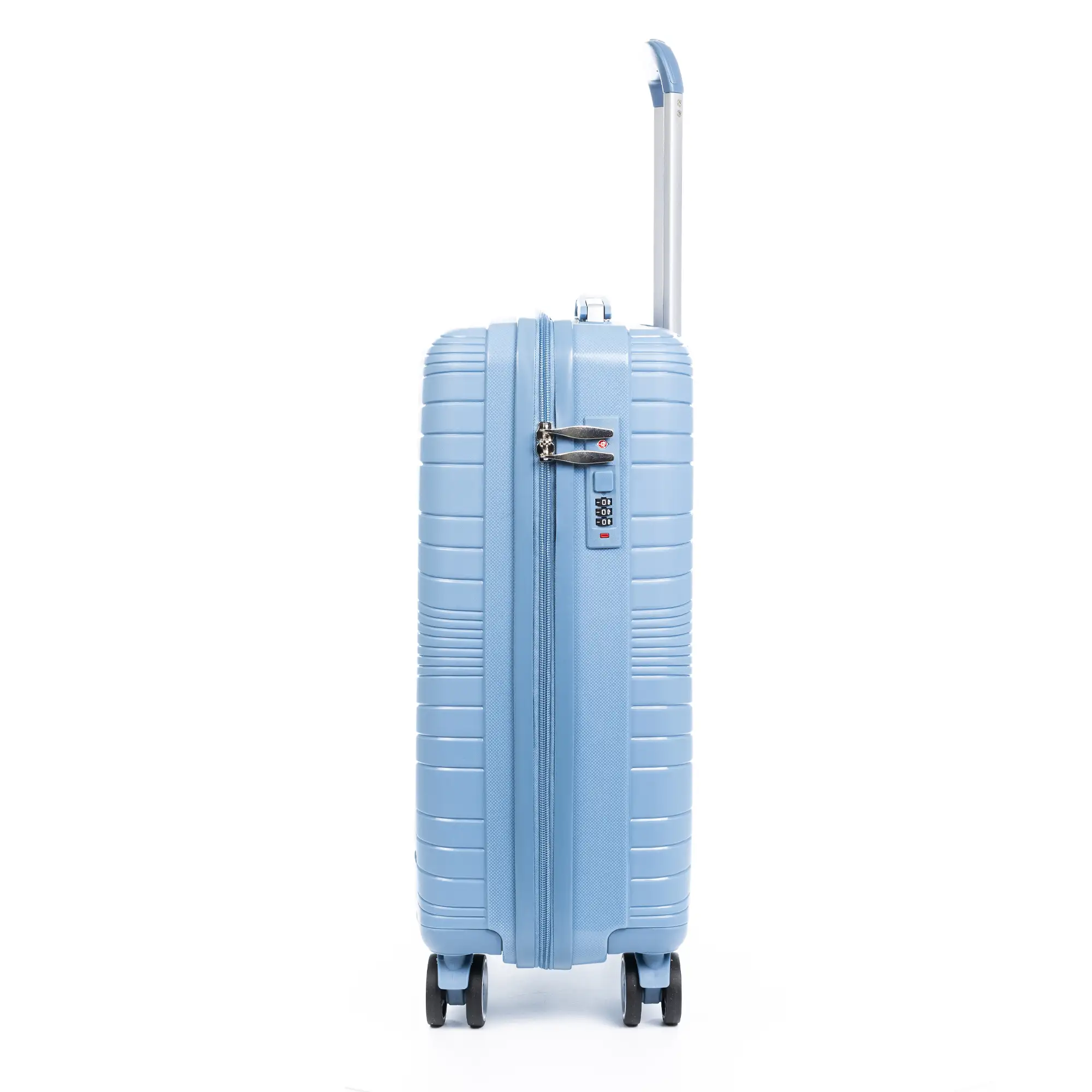 Maleta gran volumen Trolley de PP resistente a la rotura. Cerradura TSA numérica, 4 ruedas dobles giratorias 360°.