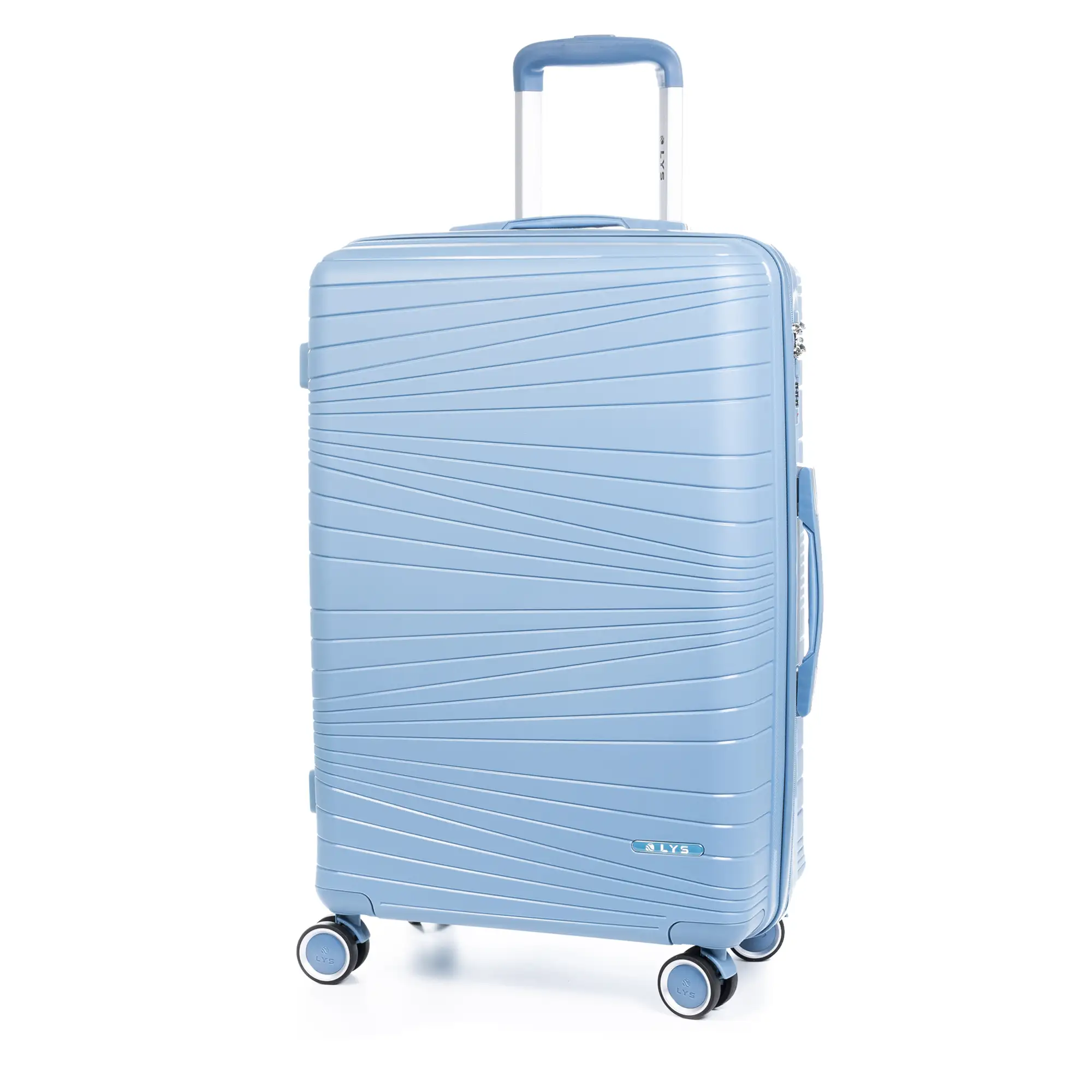 Maleta mediana Trolley de PP resistente a la rotura. Cerradura TSA numérica, 4 ruedas dobles giratorias 360°.